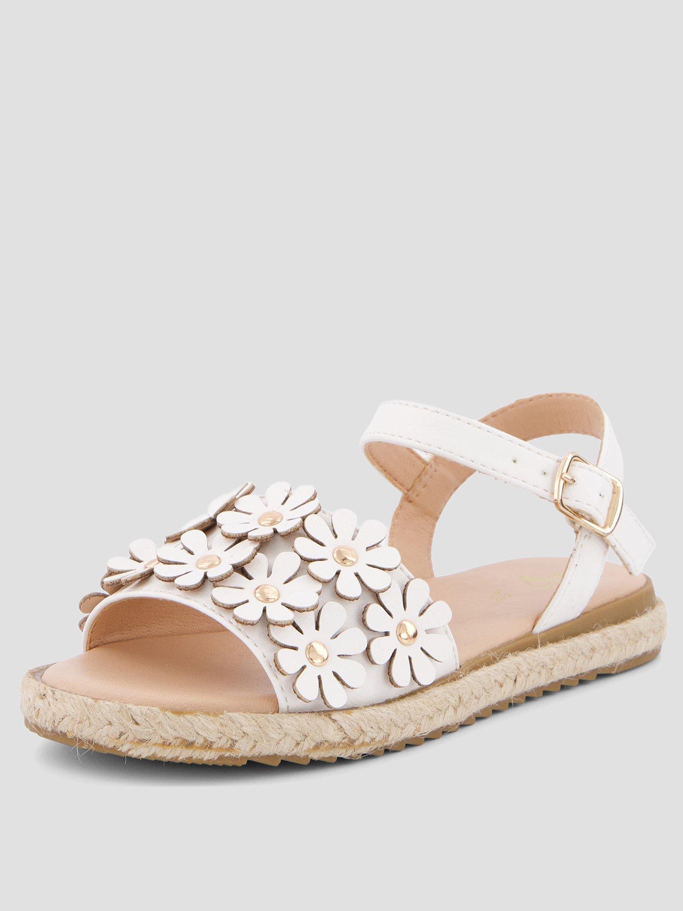 stillFront image of the-very-collection-white-3d-flower-sandals