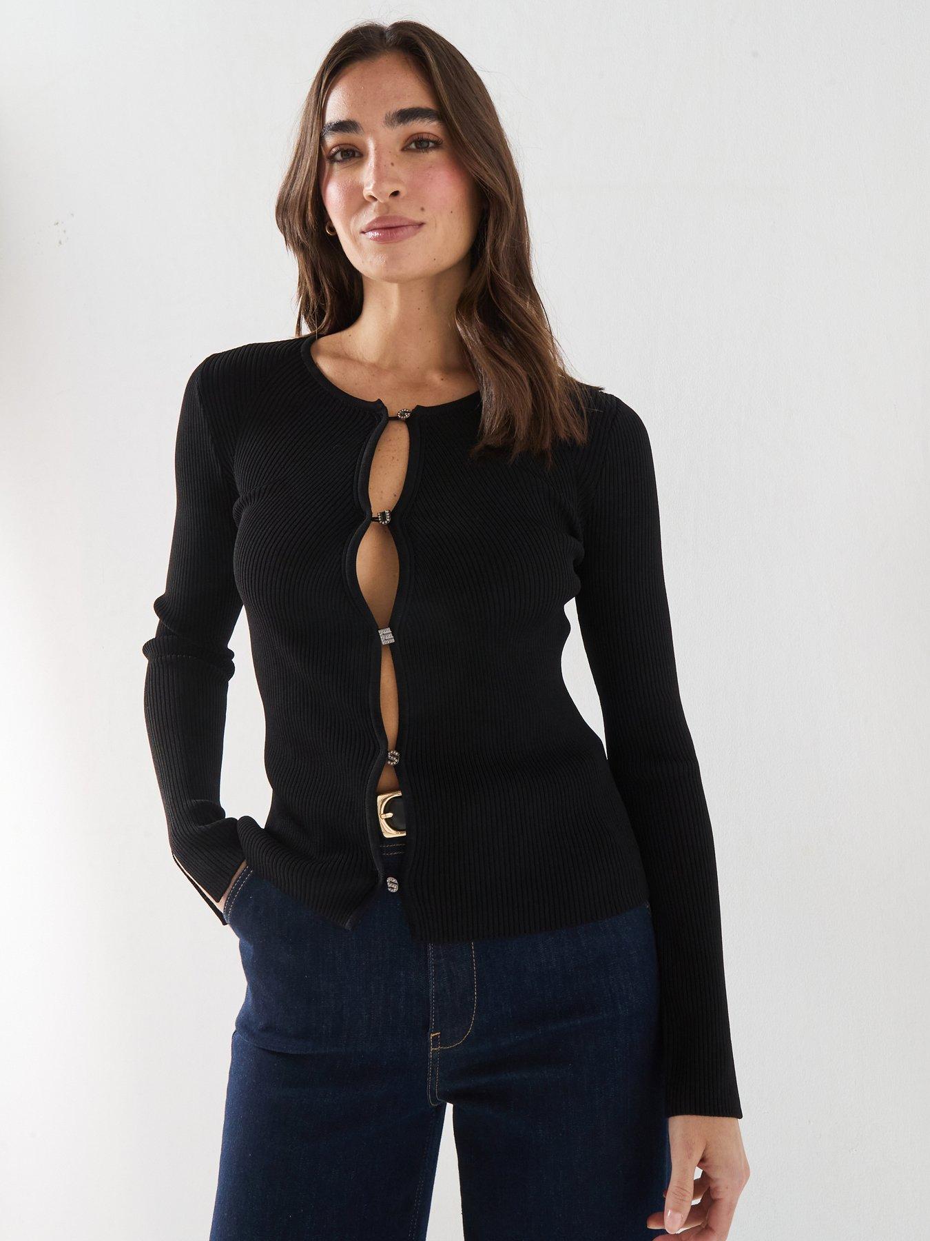 Guess Jeans Long Sleeve Stella Cardi Sweater - Black