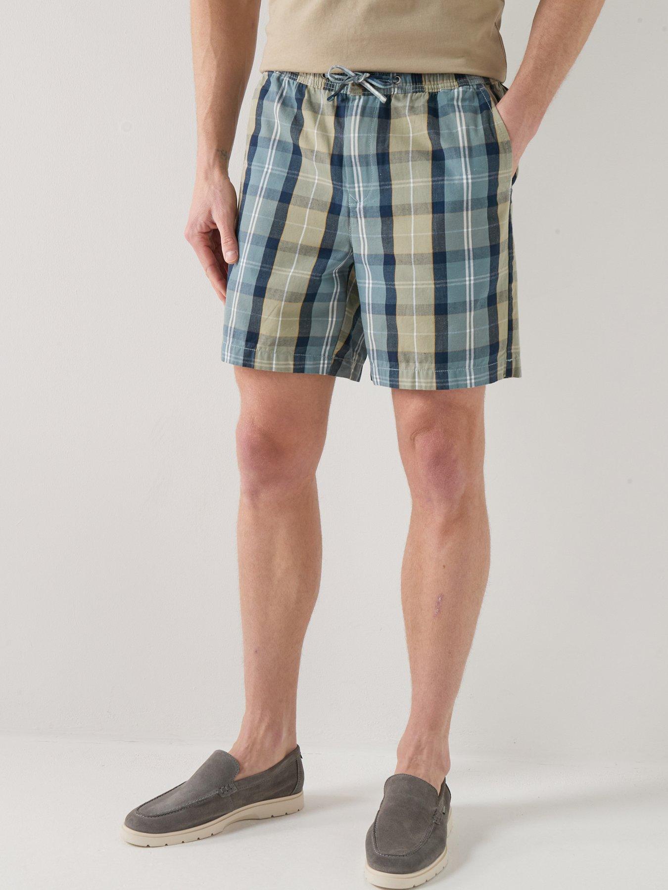 front image of barbour-tartan-relaxed-shorts-multi