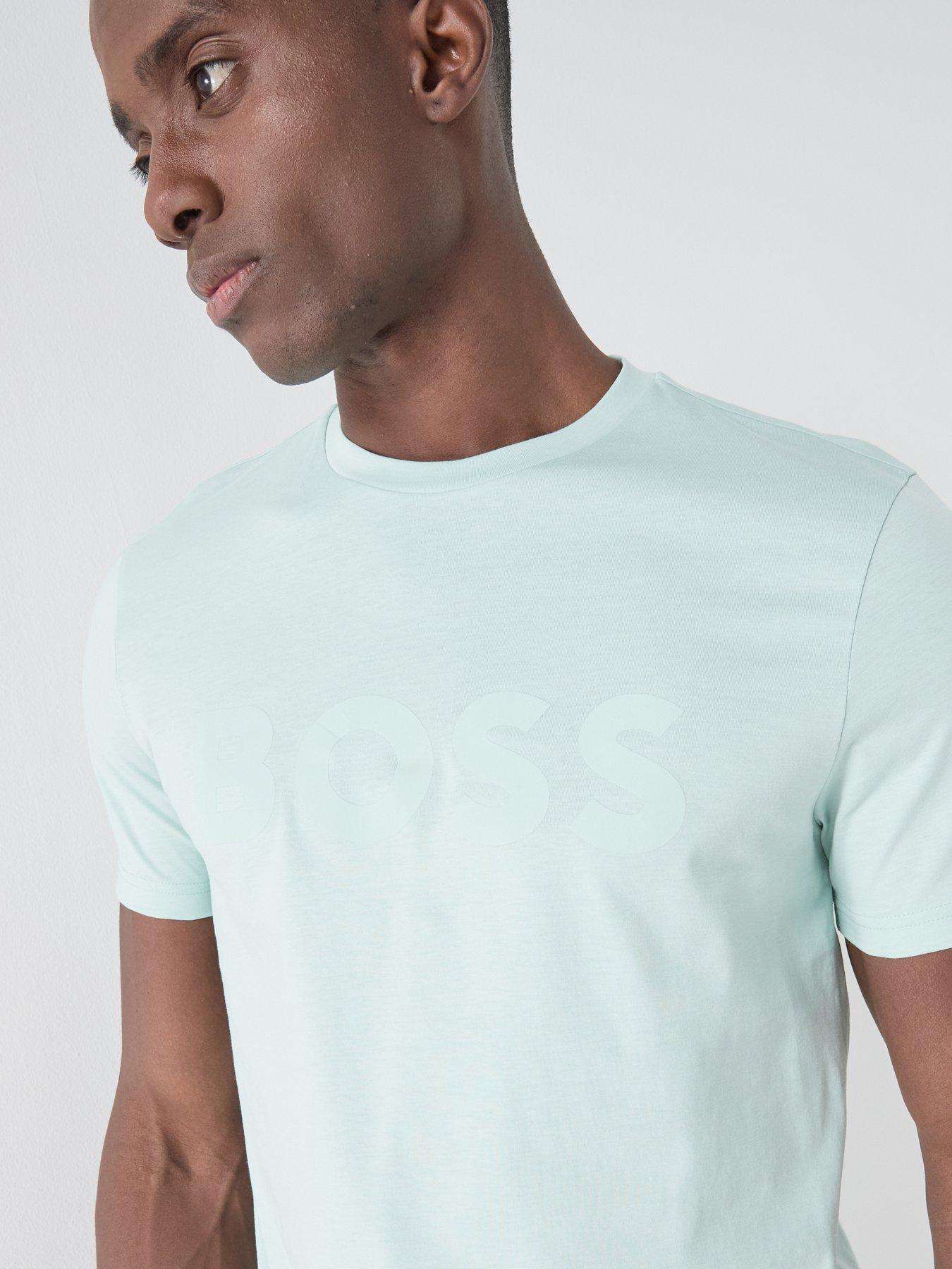  image of boss-large-logo-t-shirt-light-blue