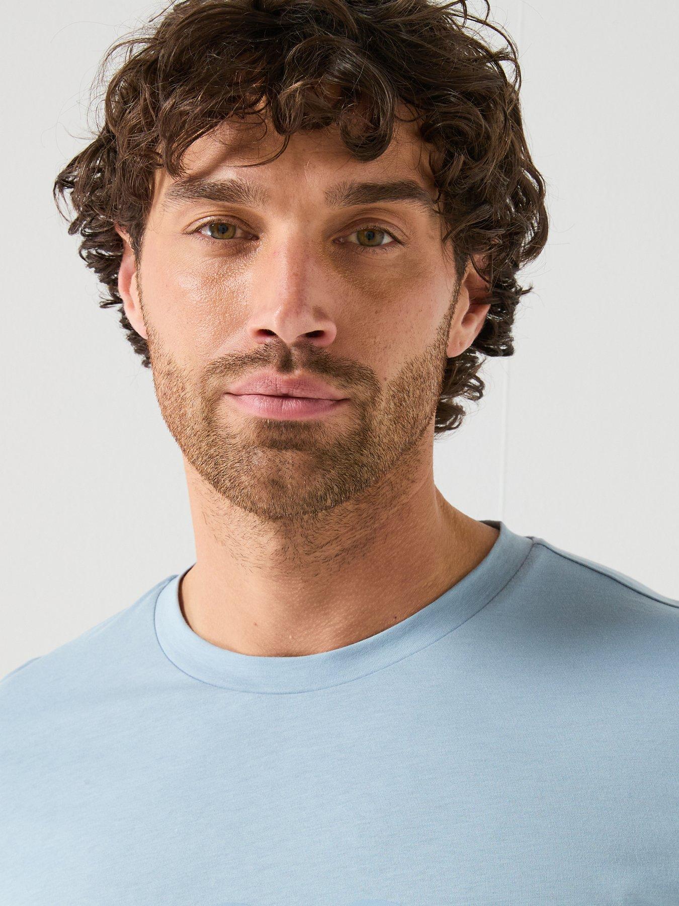 Image 6 of 6 of BOSS Thinking 1 Regular Fit Large Logo T-Shirt - Light Blue