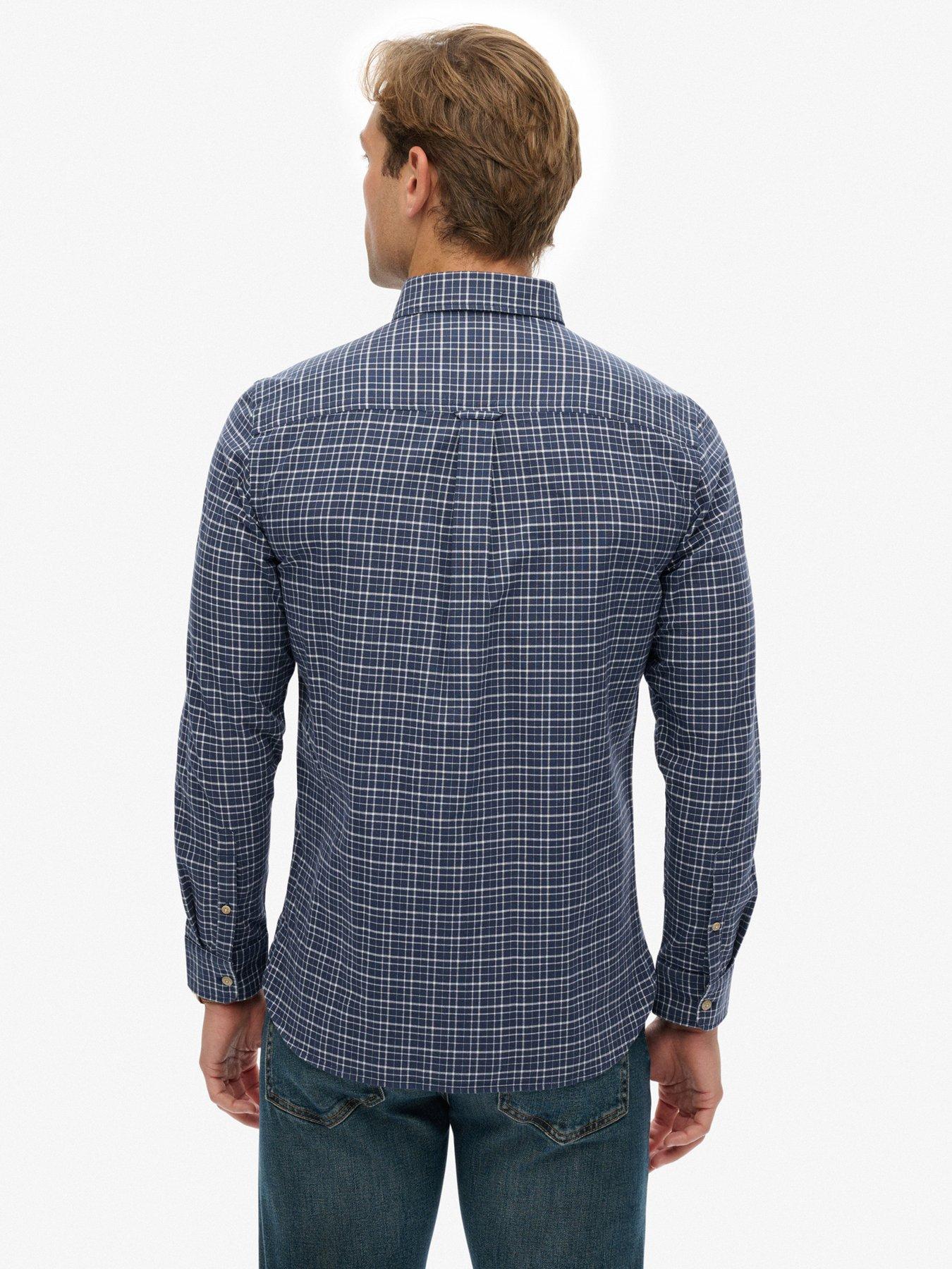  image of superdry-premium-check-print-oxford-long-sleeve-shirt-blue
