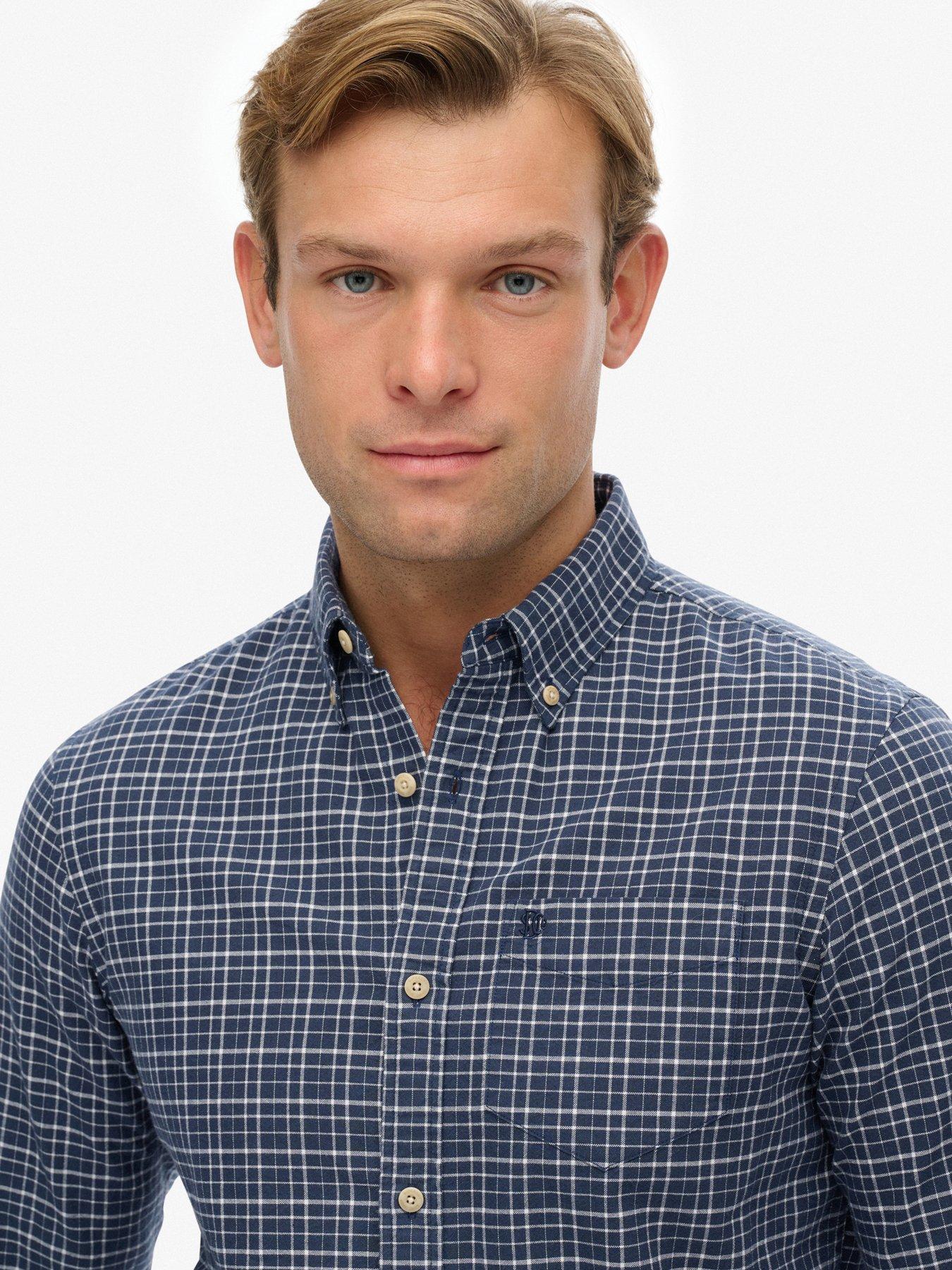  image of superdry-premium-check-print-oxford-long-sleeve-shirt-blue