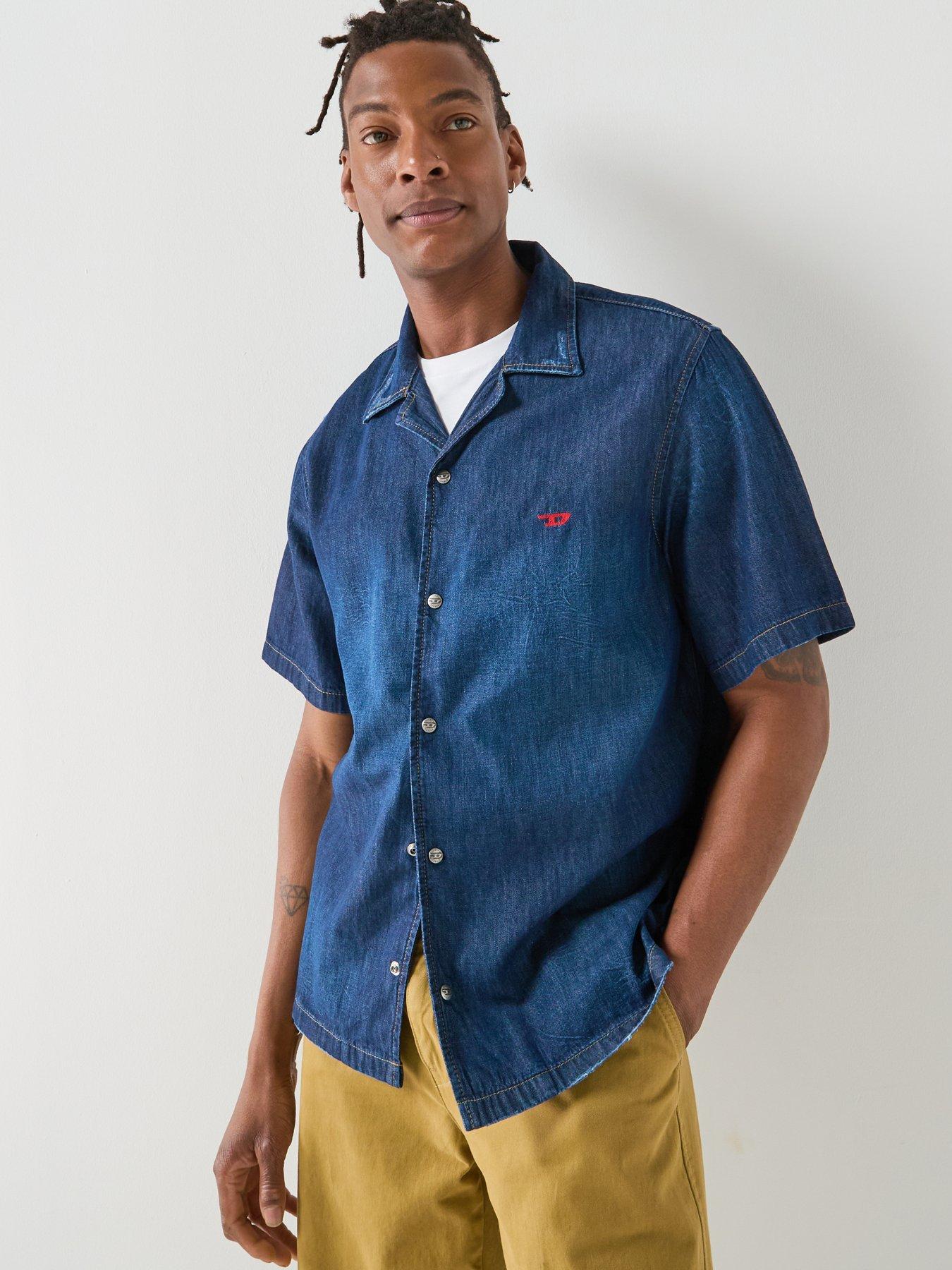 Diesel D Oval Denim Short Sleeve Shirt - Blue
