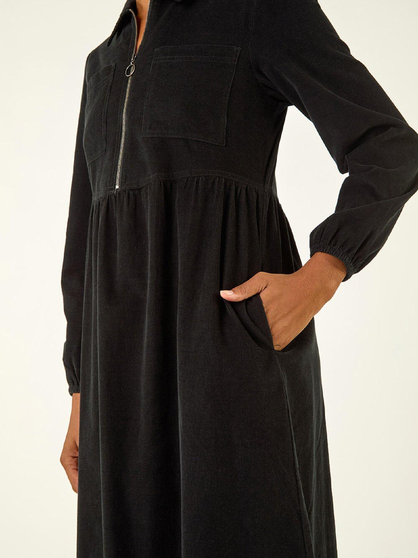  image of roman-zip-front-collared-midi-dress