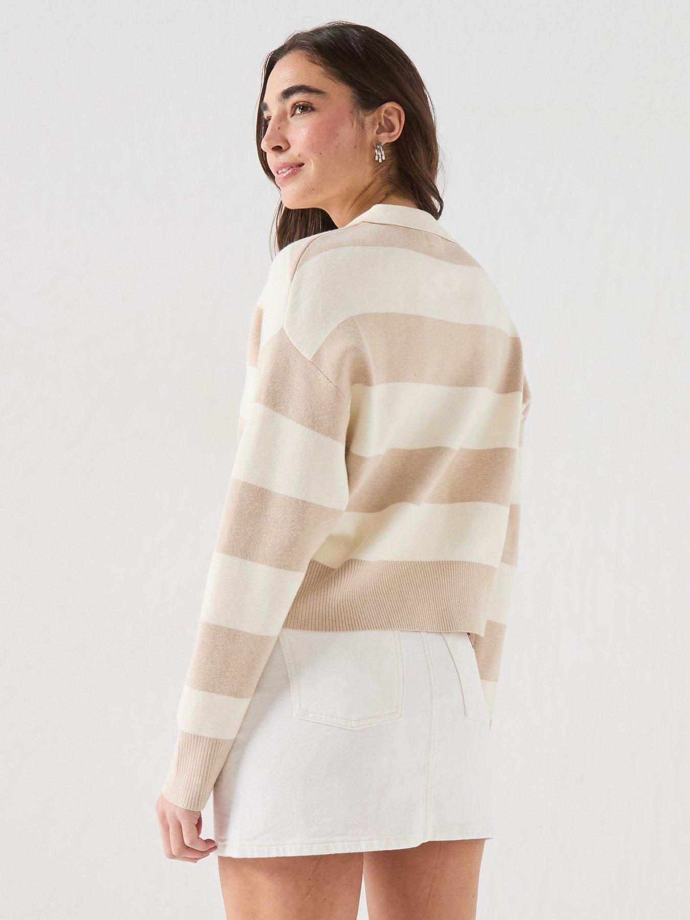 Image 2 of 6 of Guess Long Sleeve Polo Striped Sweater