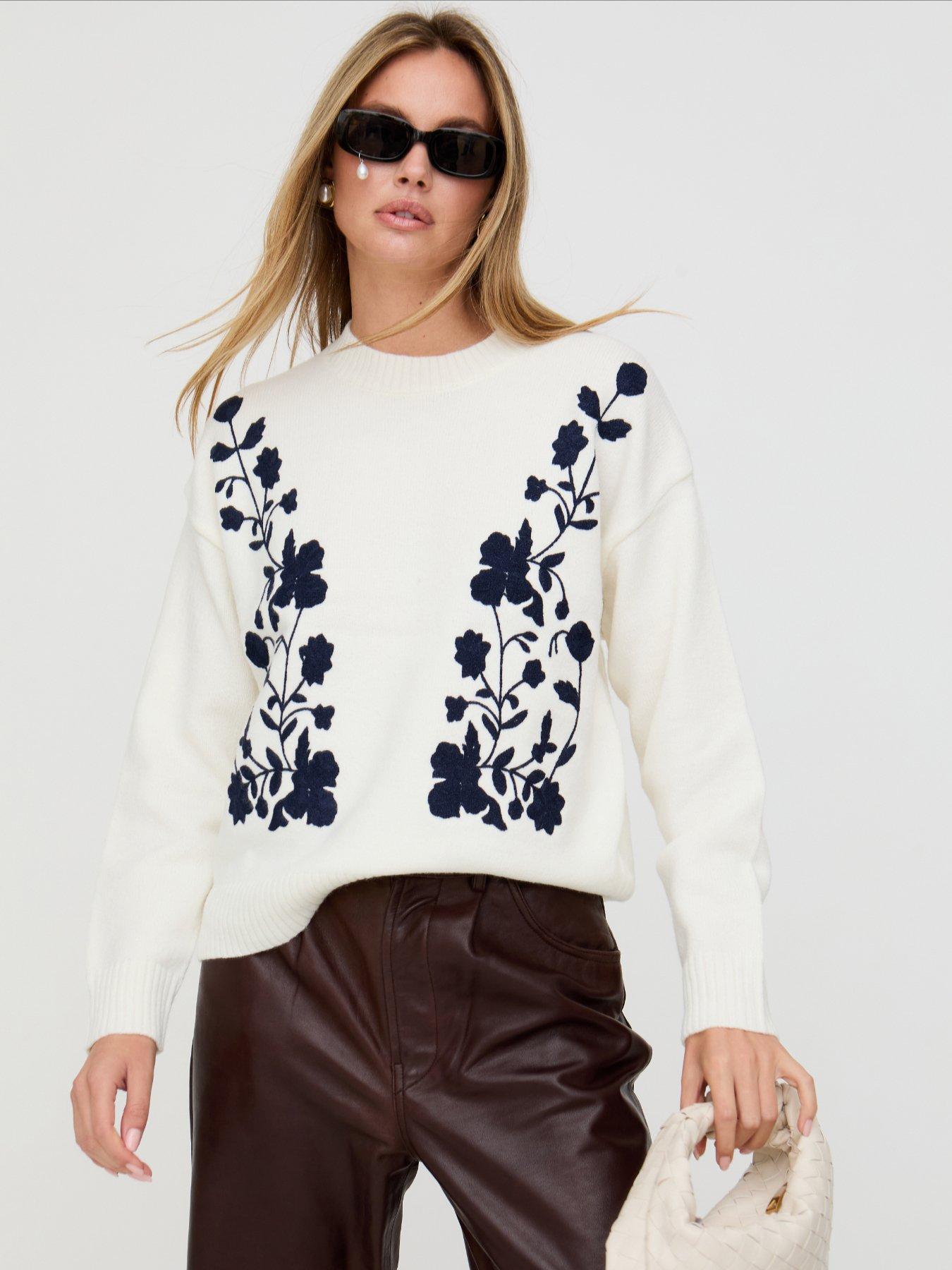 Lily & Lionel Clara Oversized Floral Print Jumper In - Cream