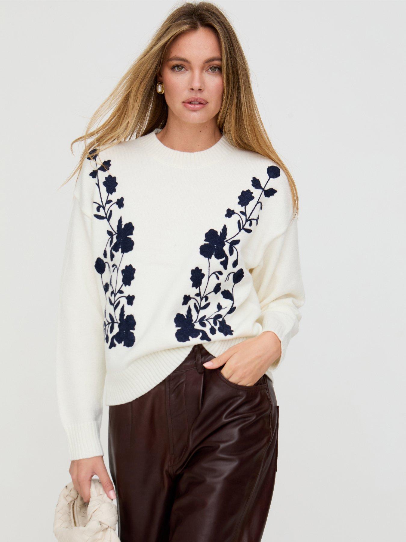  image of lily-lionel-clara-oversized-floral-print-jumper-in-cream