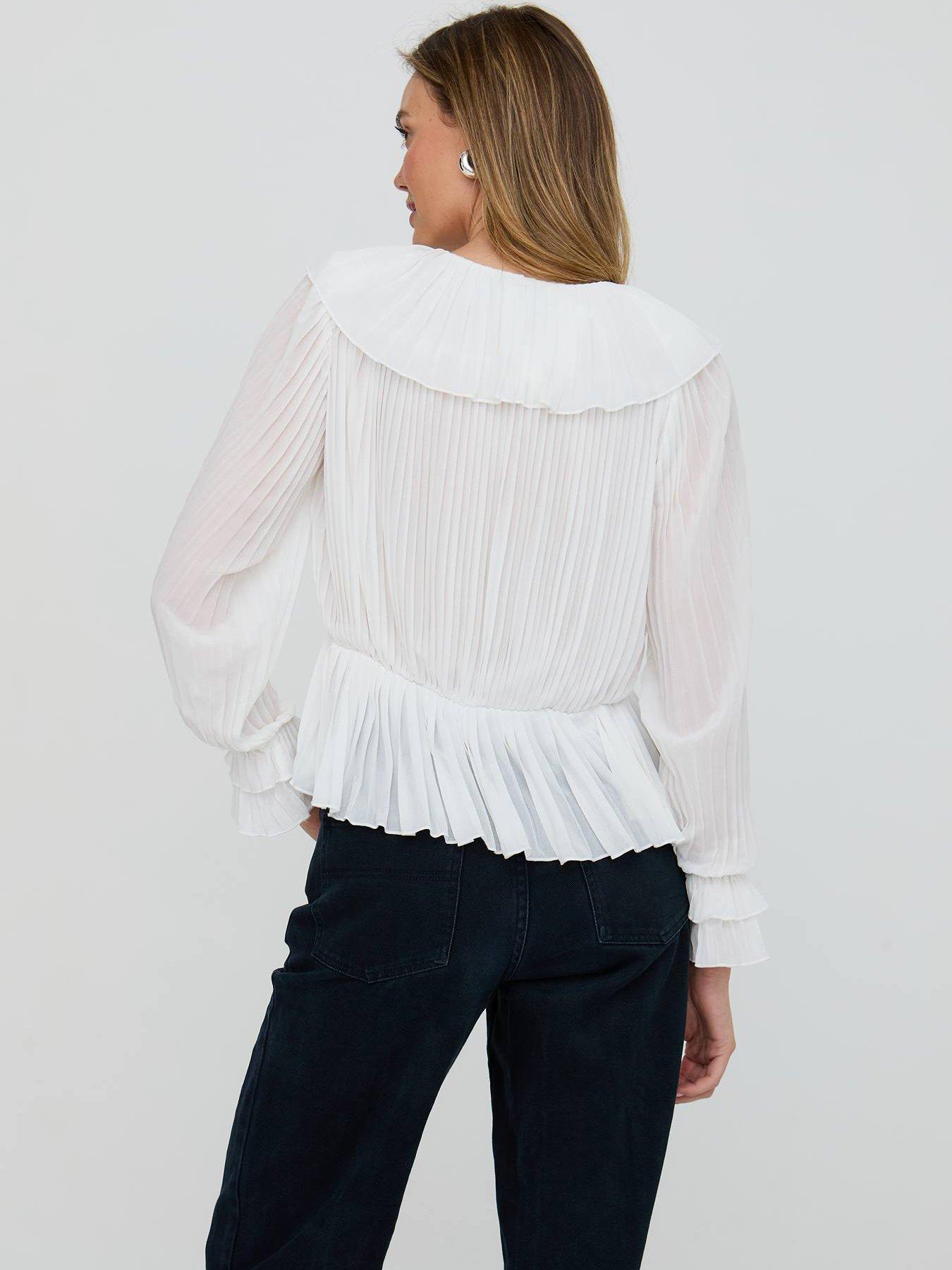 Image 2 of 5 of Lily & Lionel River All Over Pleats Blouse In - White