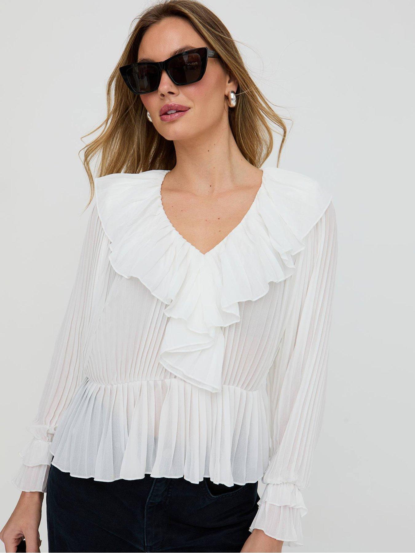 Image 3 of 5 of Lily & Lionel River All Over Pleats Blouse In - White