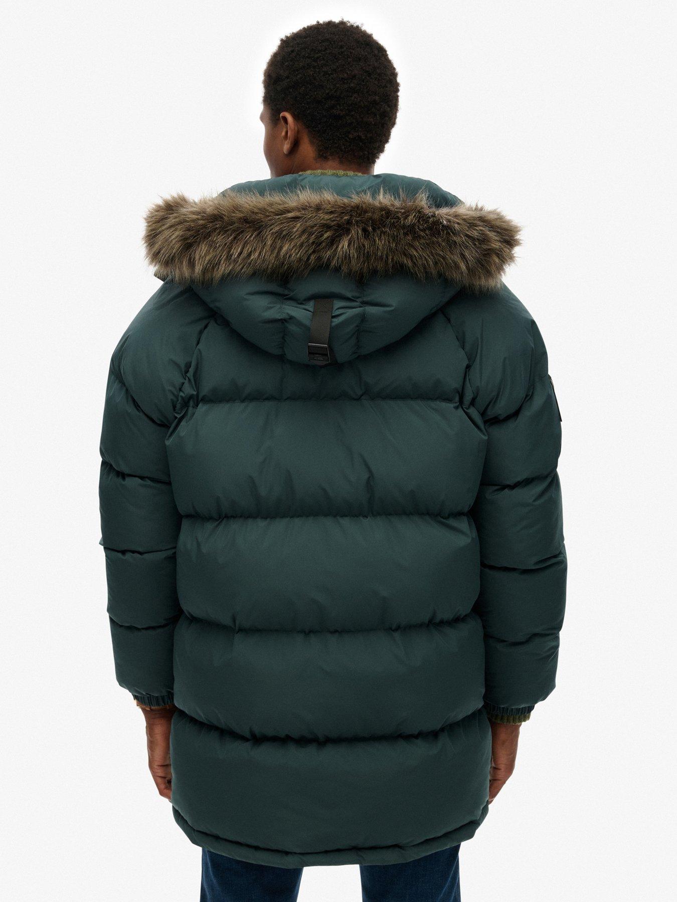 stillFront image of superdry-everest-longline-baffle-coat-dark-green