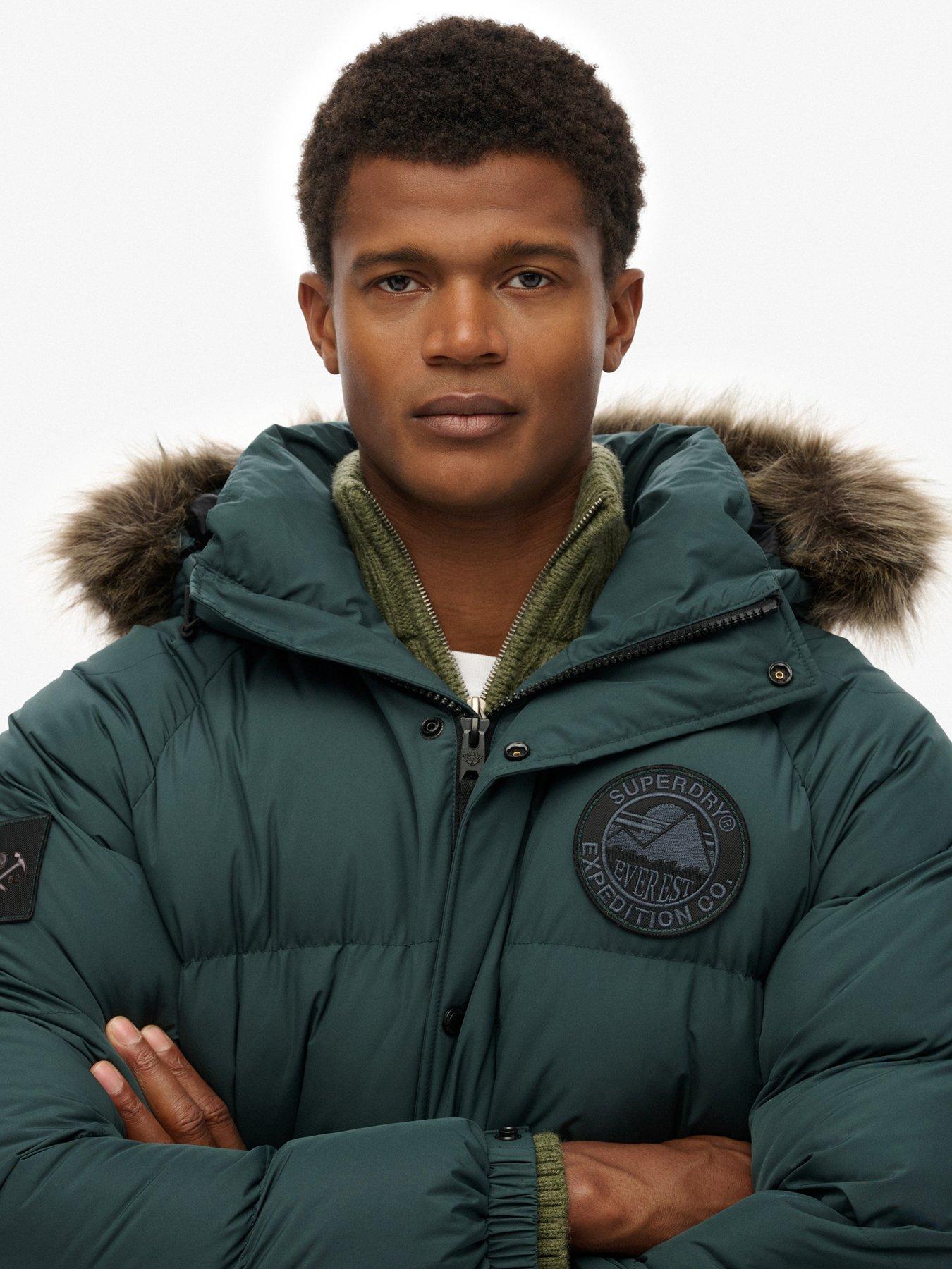 Image 4 of 7 of Superdry Everest Longline Baffle Coat - Dark Green