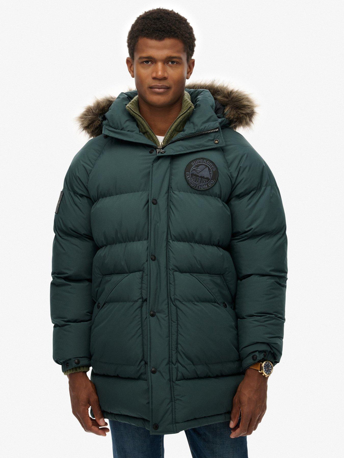  image of superdry-everest-longline-baffle-coat-dark-green