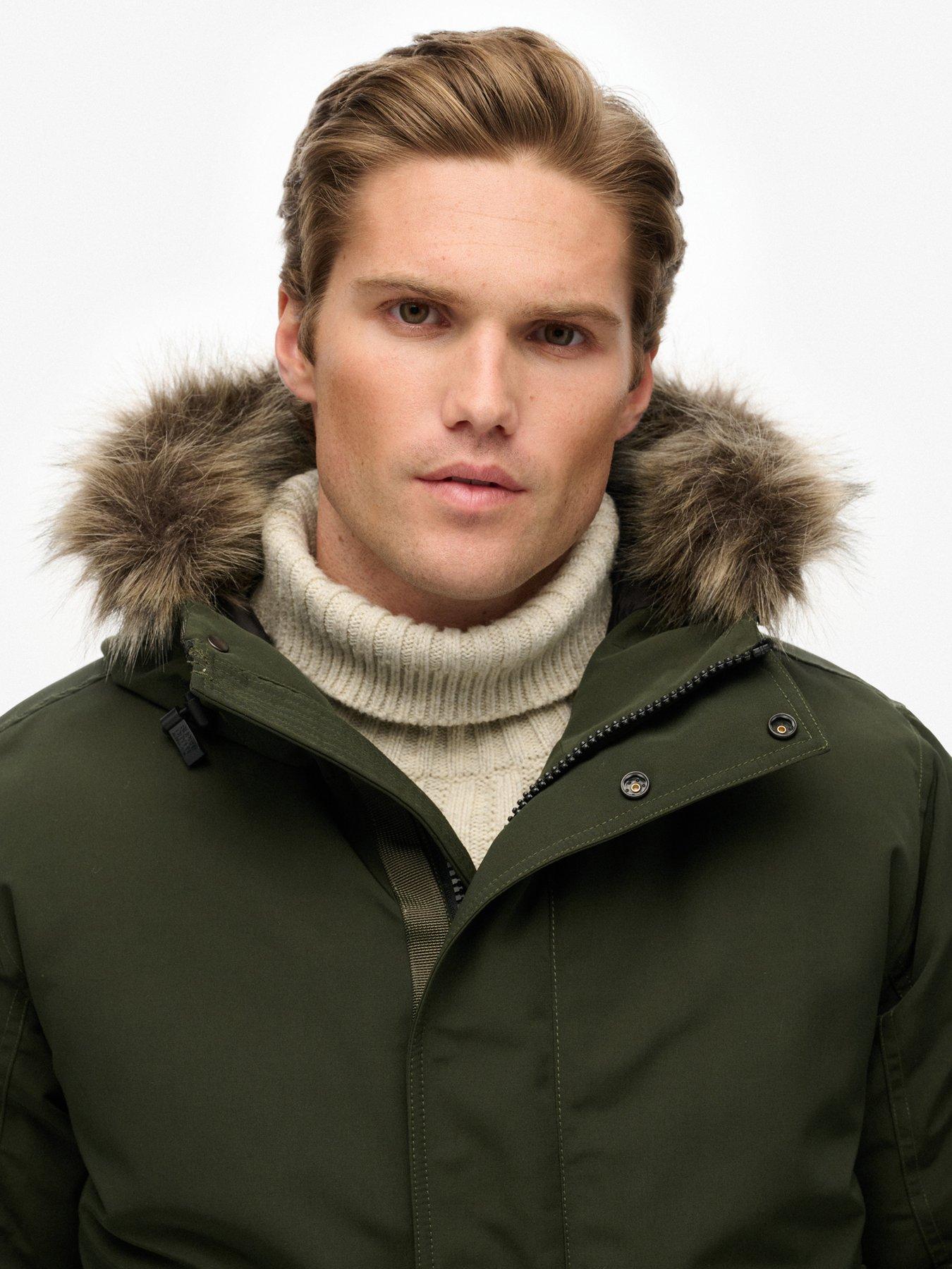  image of superdry-everest-faux-fur-bomber-jacket-dark-green