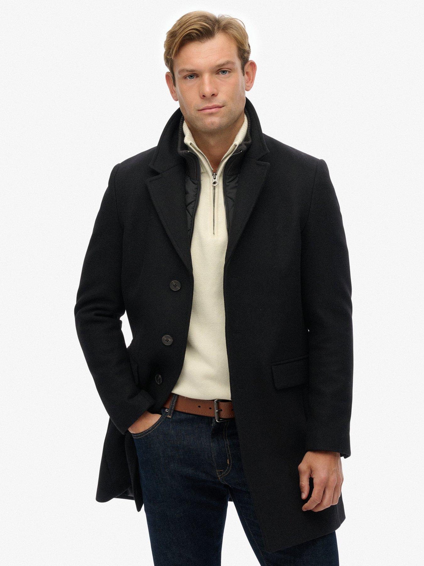 Image 1 of 7 of Superdry Tailored Town Coat - Black