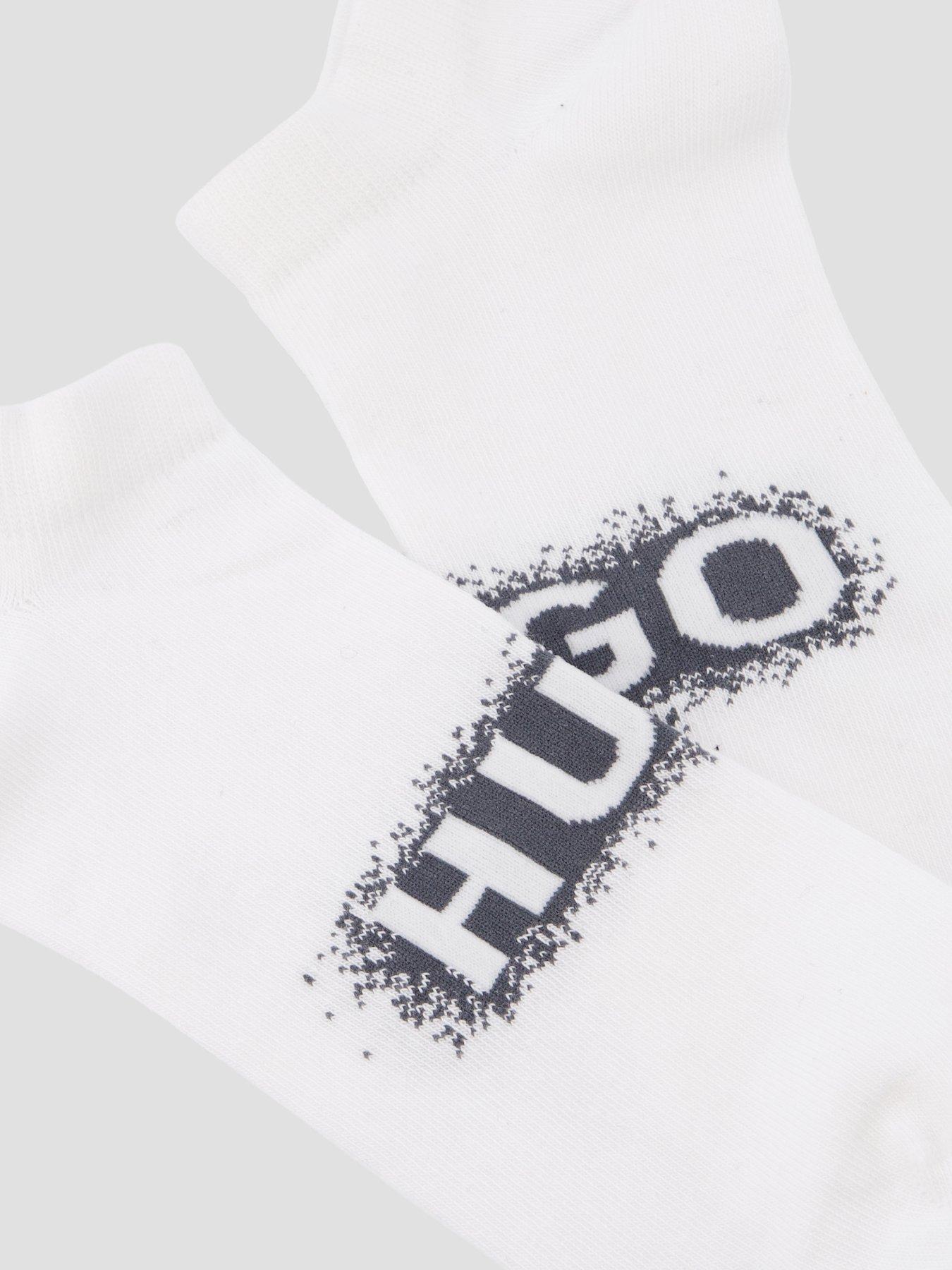  image of hugo-2-pack-spray-logo-short-crew-socks-assorted