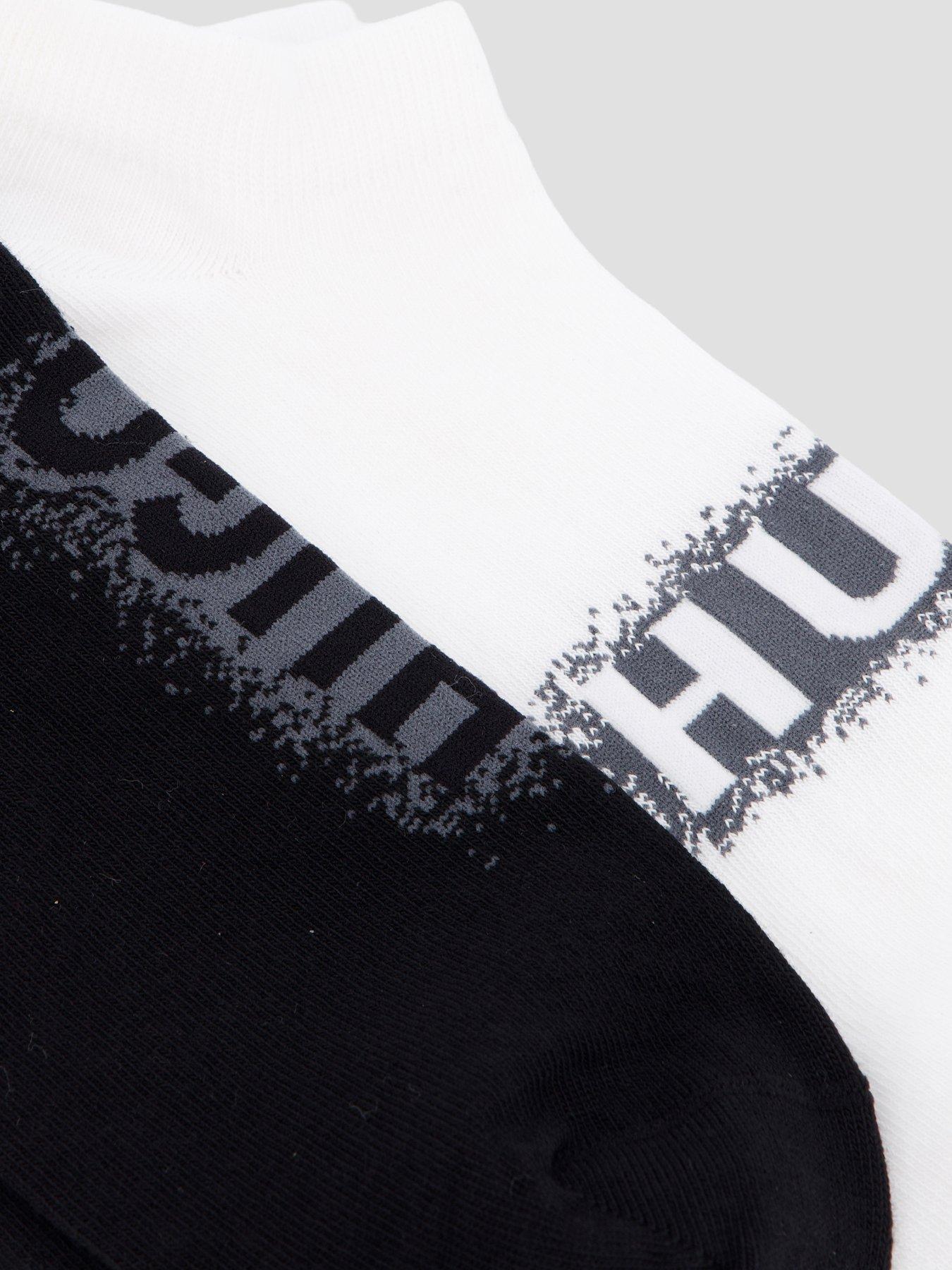 image of hugo-2-pack-spray-logo-short-crew-socks-assorted