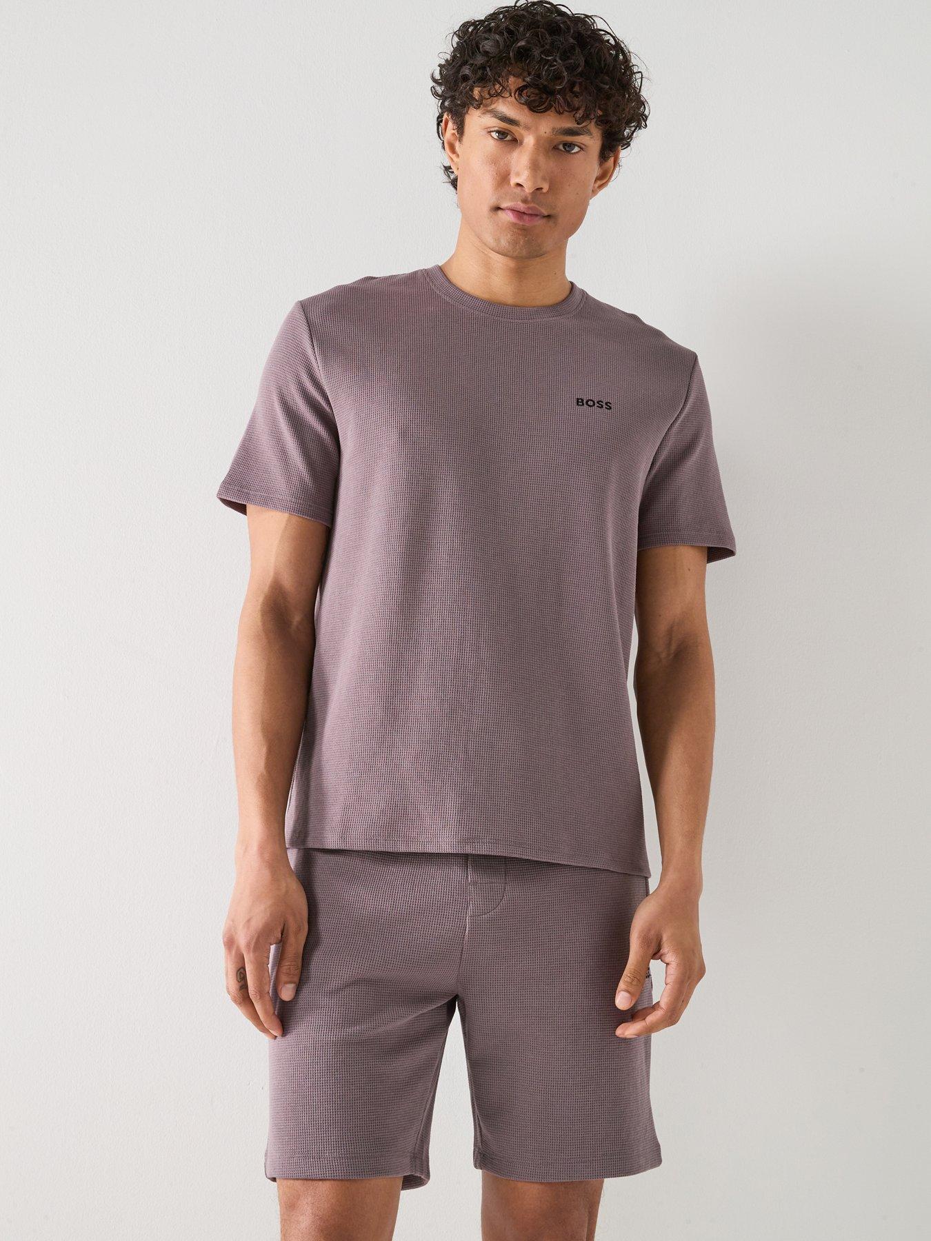 Image 1 of 6 of BOSS Regular Fit Waffle Loungewear T-Shirt - Dark Grey