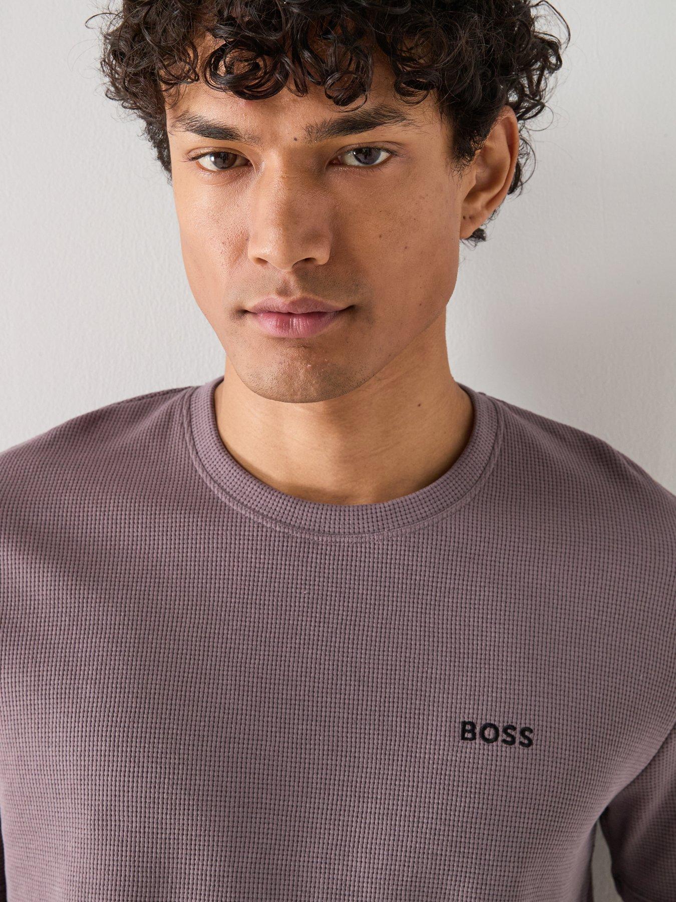 Image 4 of 6 of BOSS Regular Fit Waffle Loungewear T-Shirt - Dark Grey