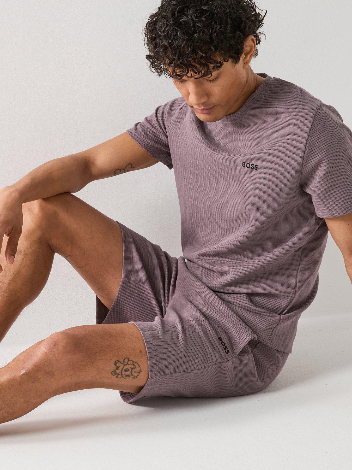 Image 6 of 6 of BOSS Regular Fit Waffle Loungewear T-Shirt - Dark Grey