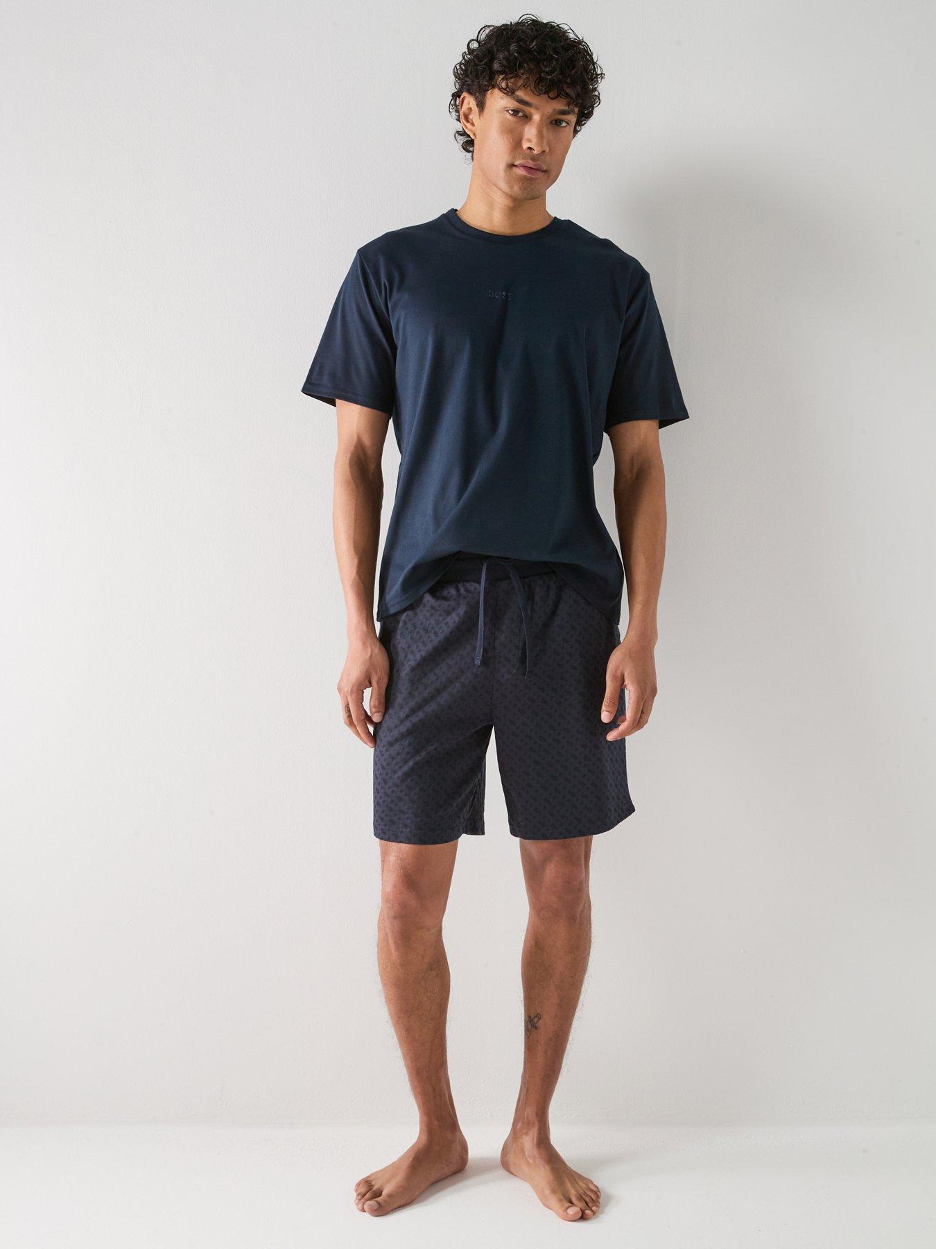  image of boss-relax-monogram-shorts-pyjama-set-navy