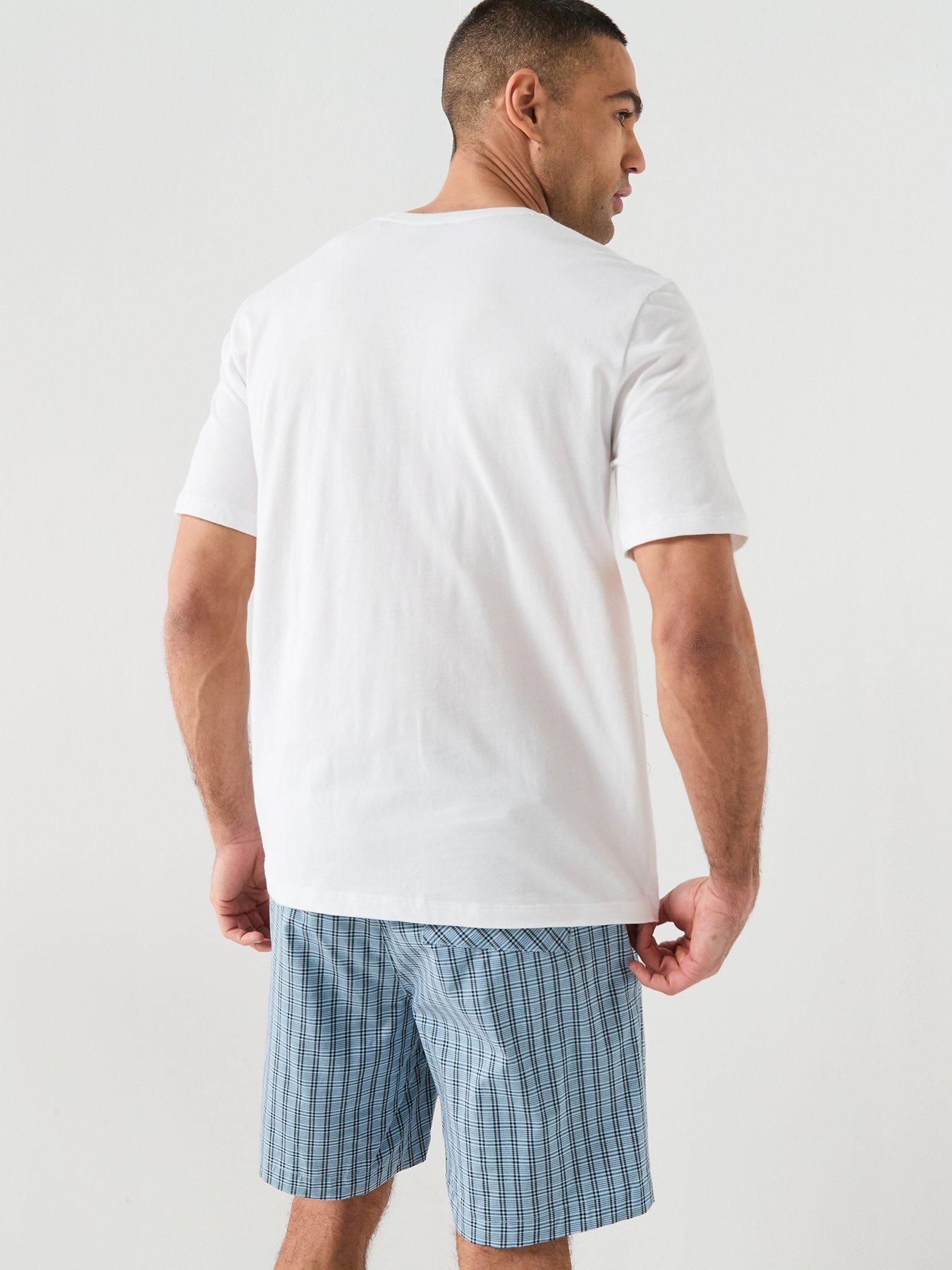 Image 2 of 6 of BOSS Chris Pattern Woven Short Pyjama Set - White