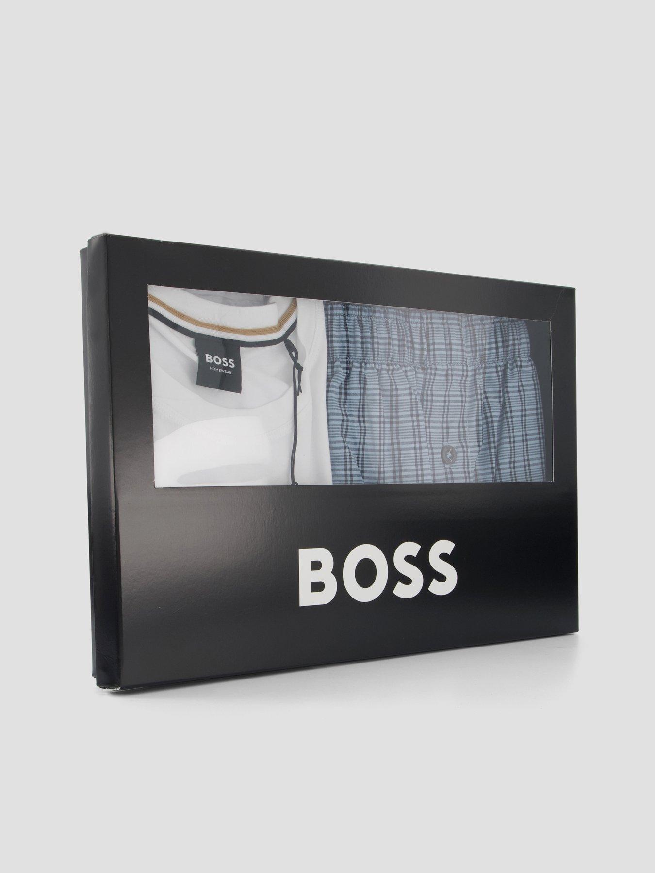 Image 6 of 6 of BOSS Chris Pattern Woven Short Pyjama Set - White
