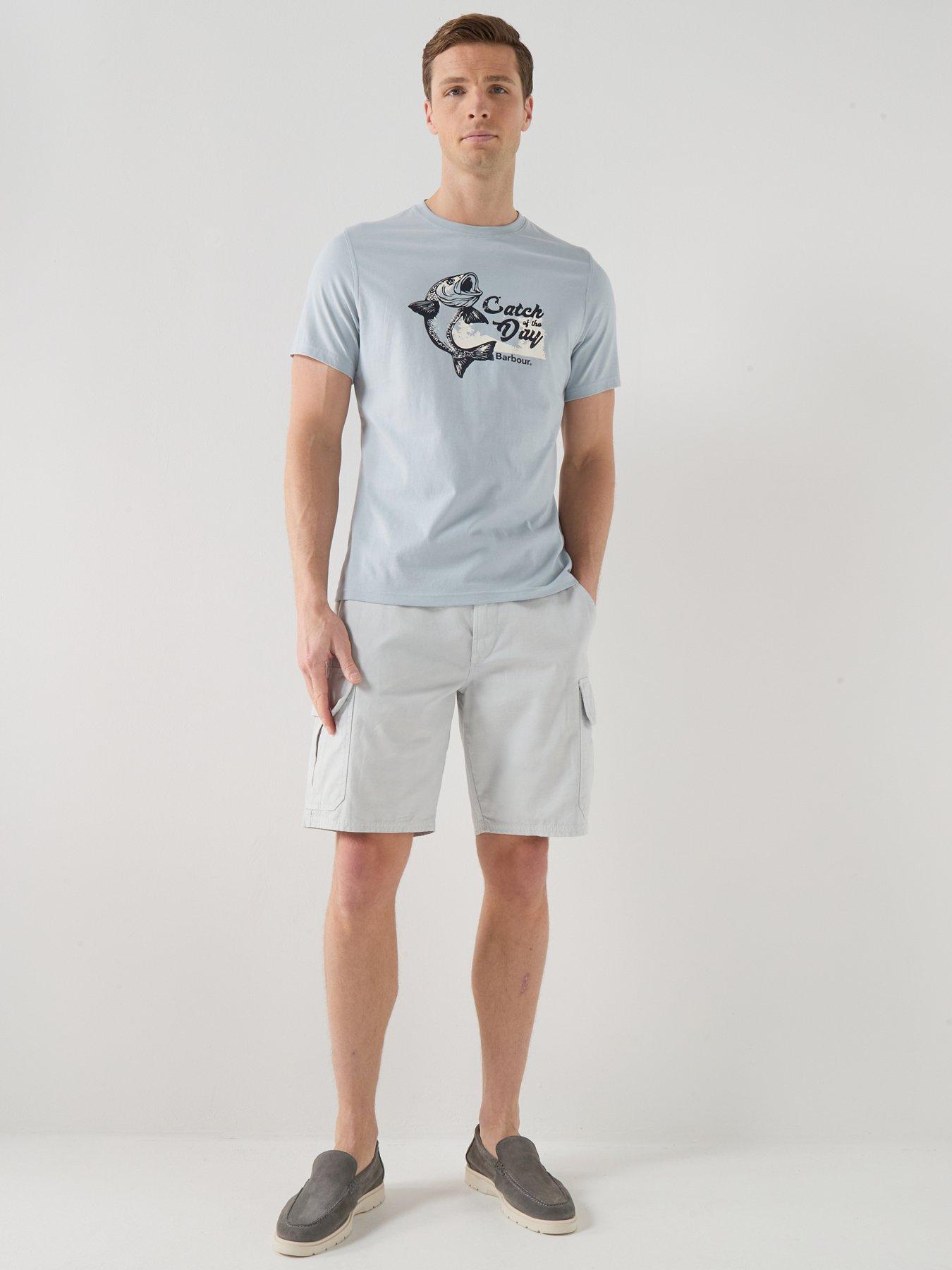 Image 3 of 4 of Barbour Draftmen Relaxed Cargo Shorts - Light Blue