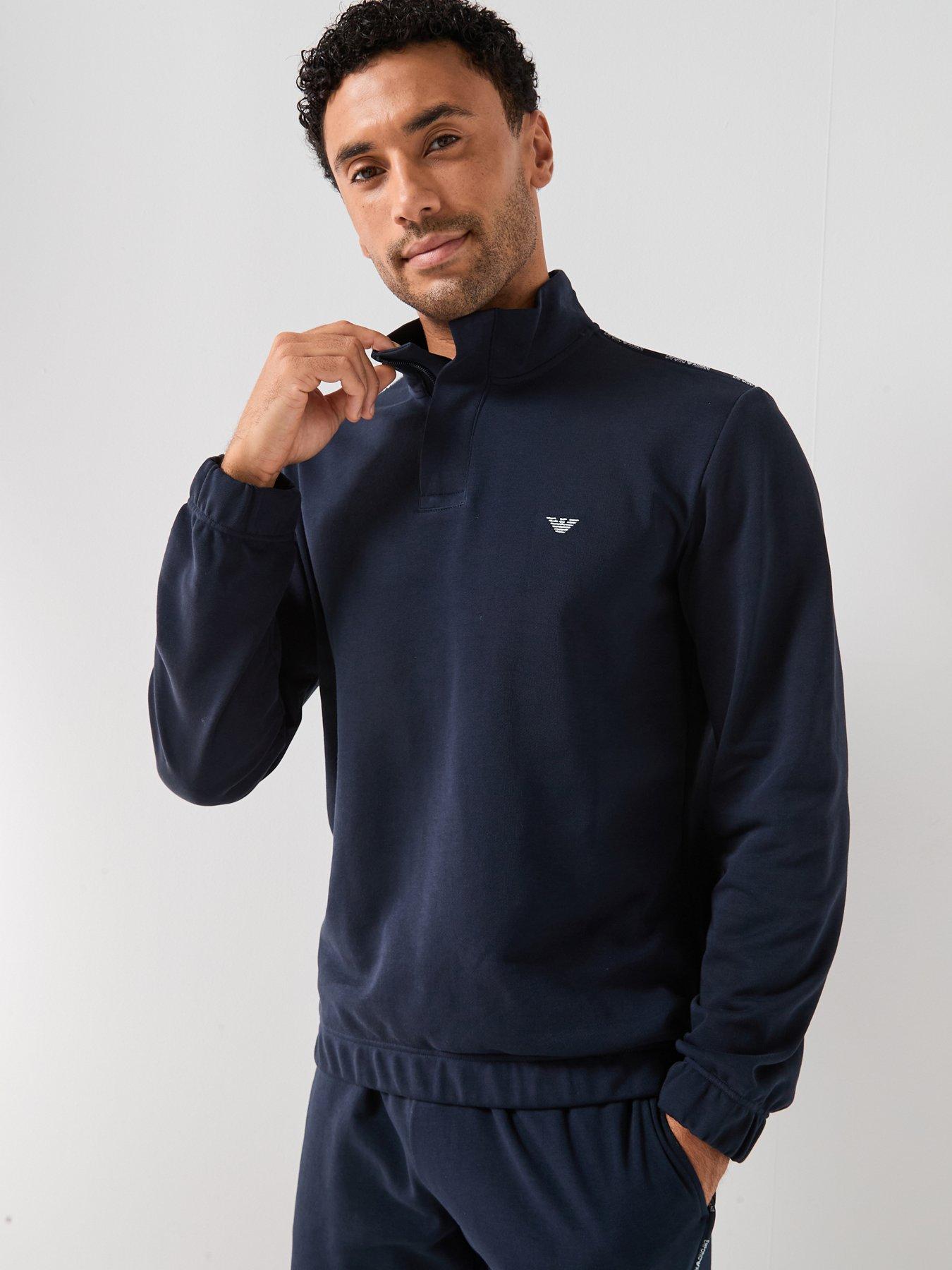 Emporio Armani Bodywear Half Zip Lounge Top - Navy