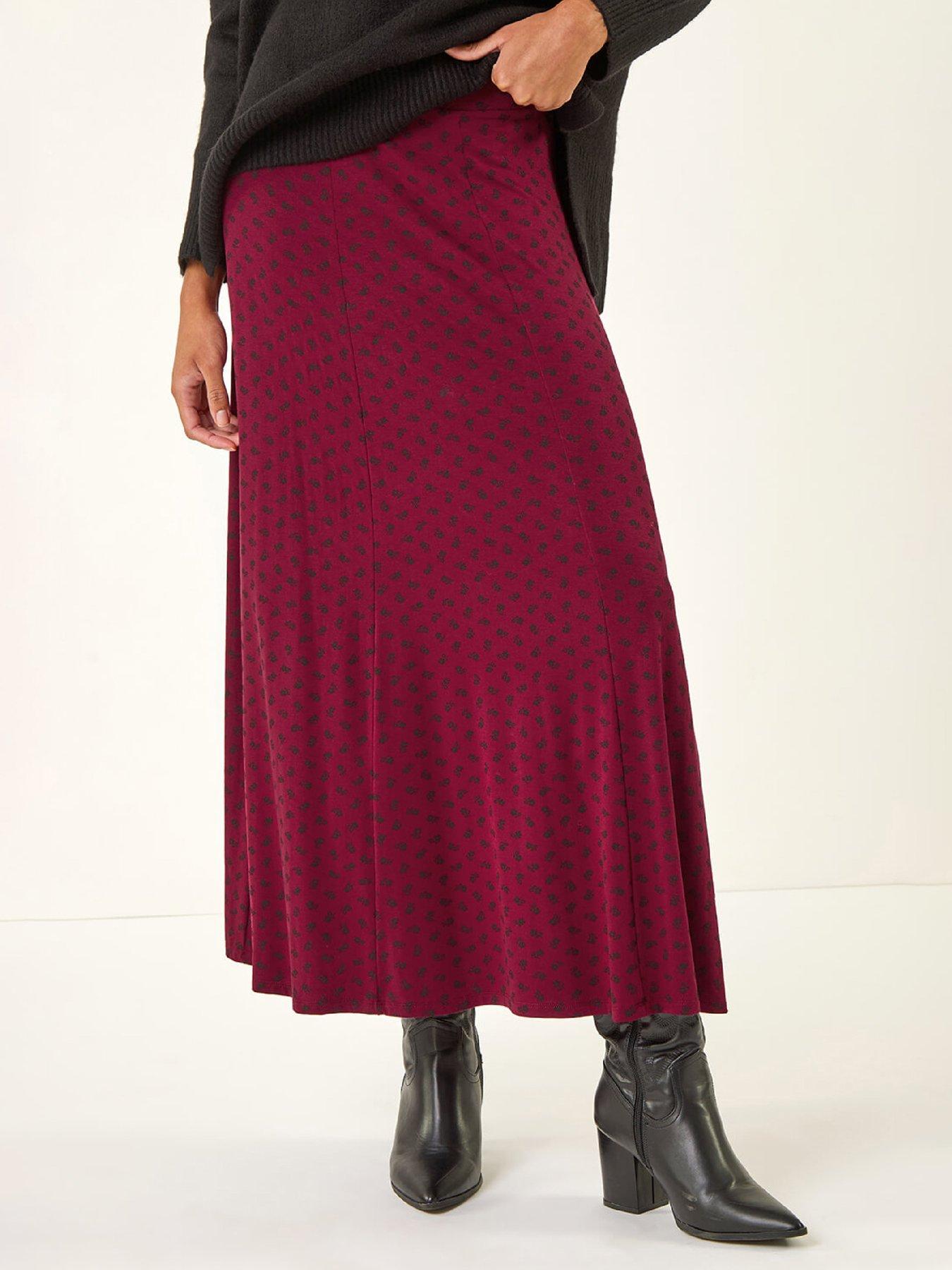  image of roman-ditsy-floral-print-stretch-midi-skirt