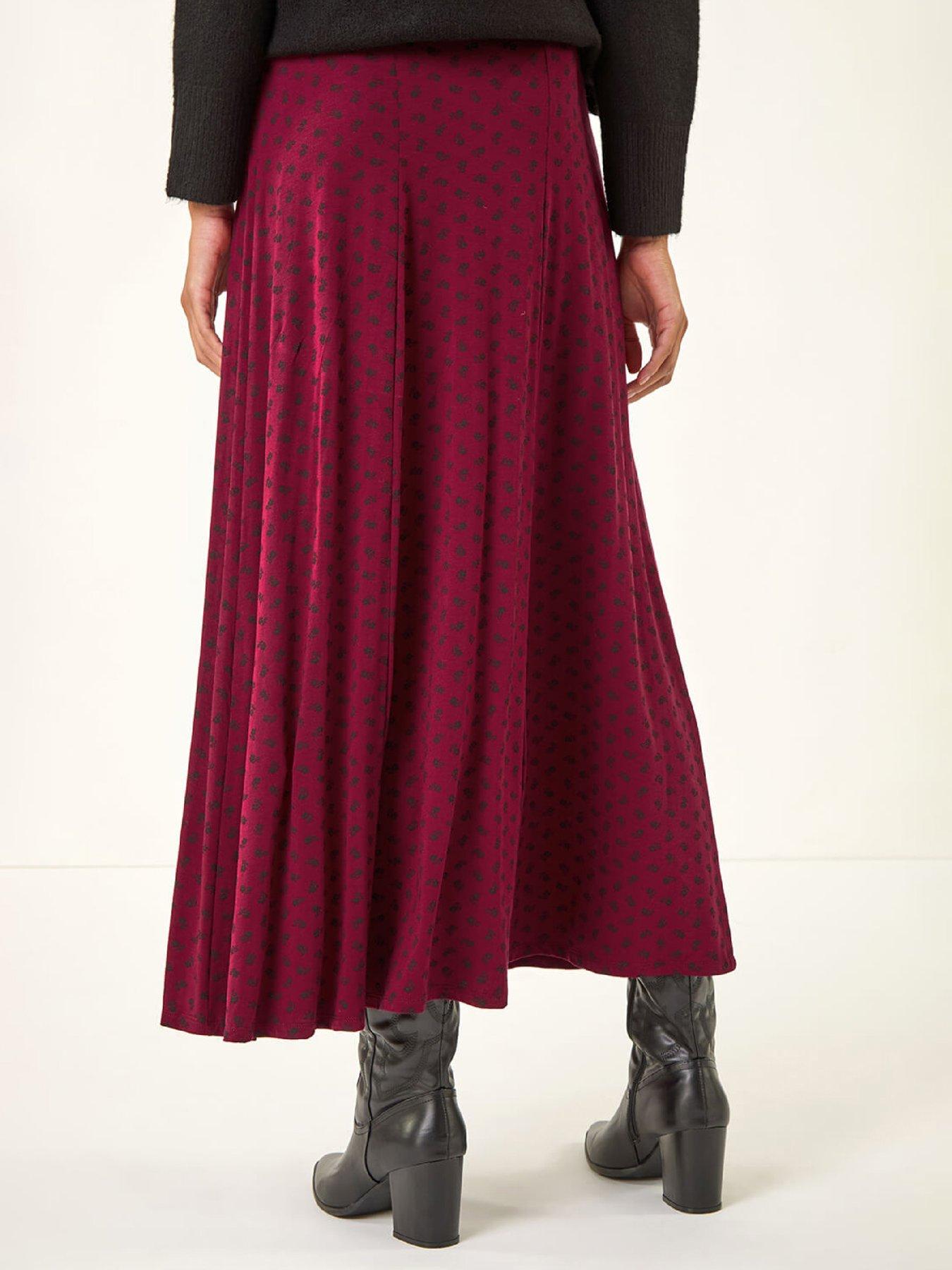stillFront image of roman-ditsy-floral-print-stretch-midi-skirt