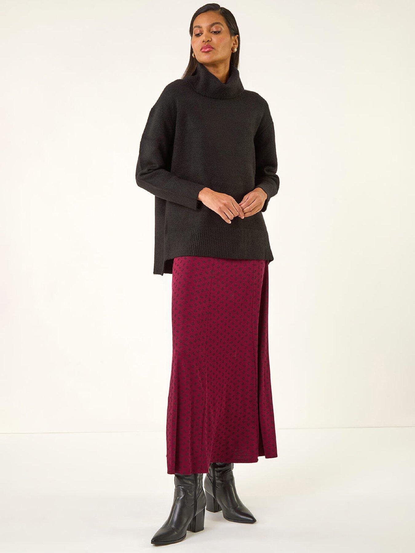  image of roman-ditsy-floral-print-stretch-midi-skirt