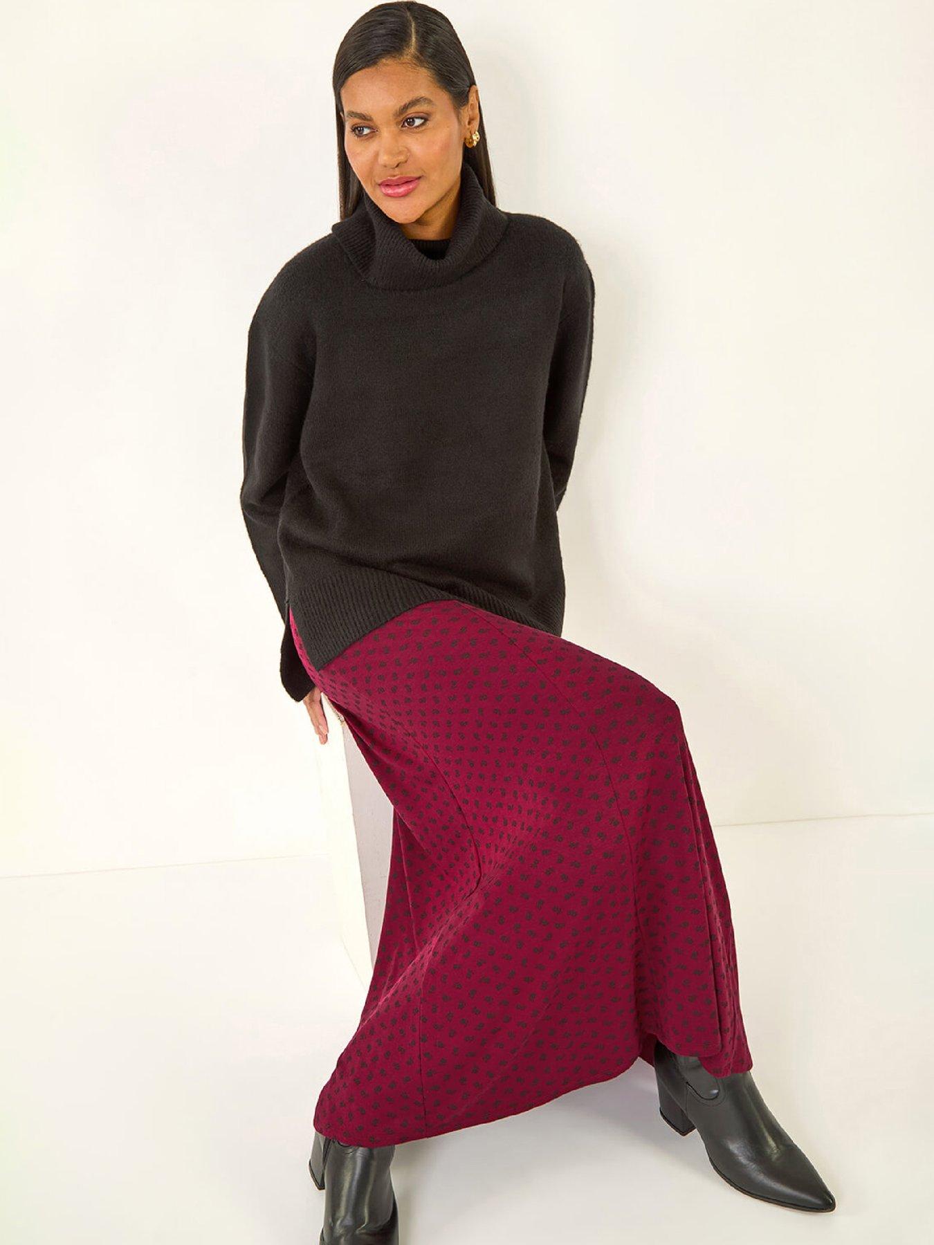  image of roman-ditsy-floral-print-stretch-midi-skirt