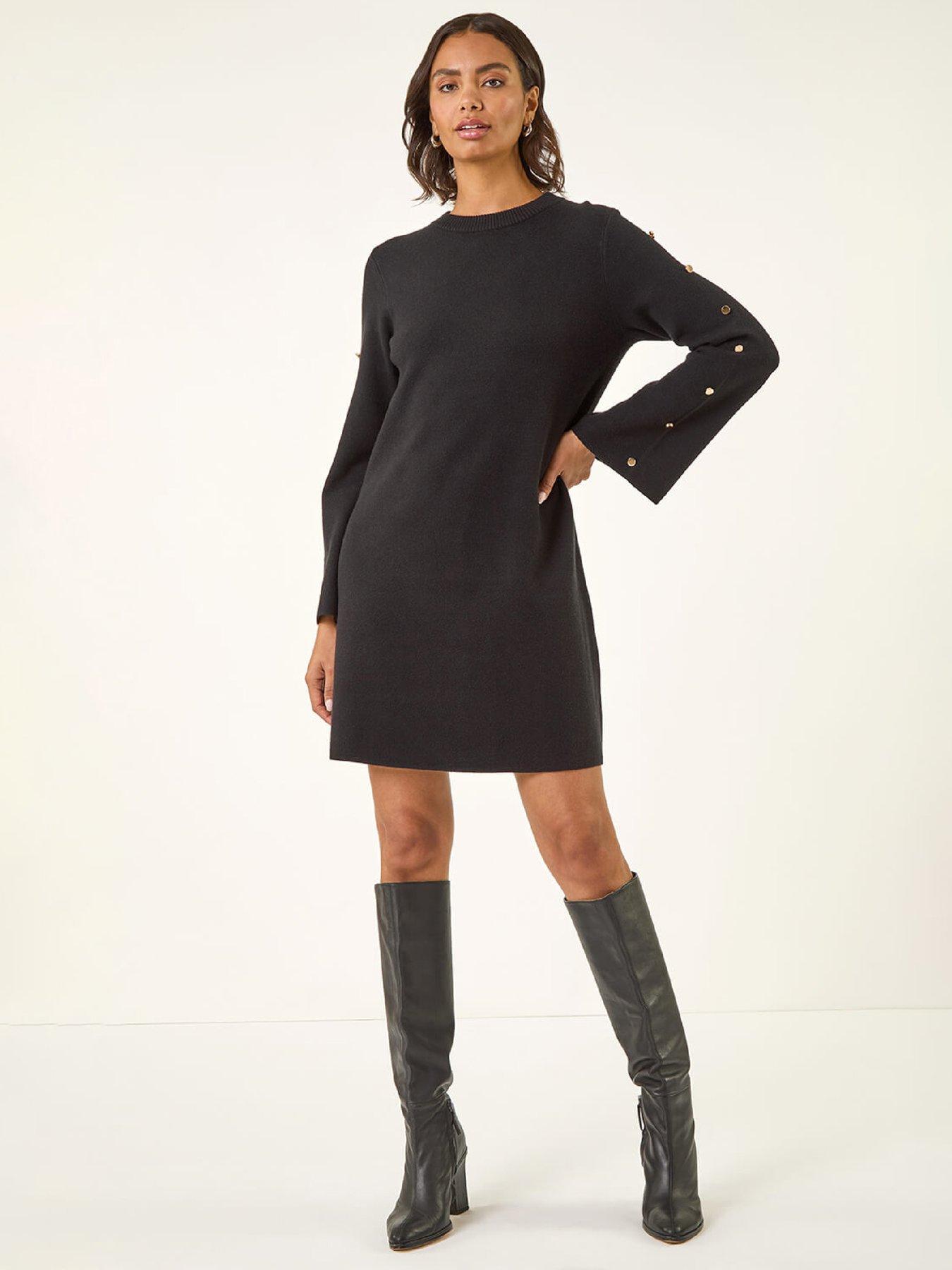 Roman Buttoned Knit Dress