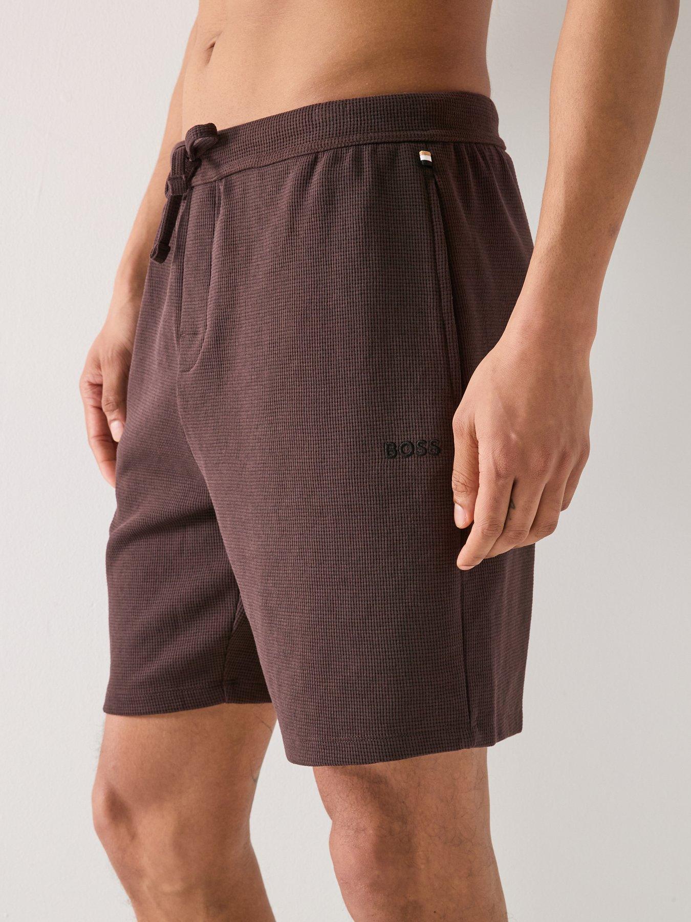 Image 4 of 4 of BOSS Waffle Loungewear Shorts - Brown