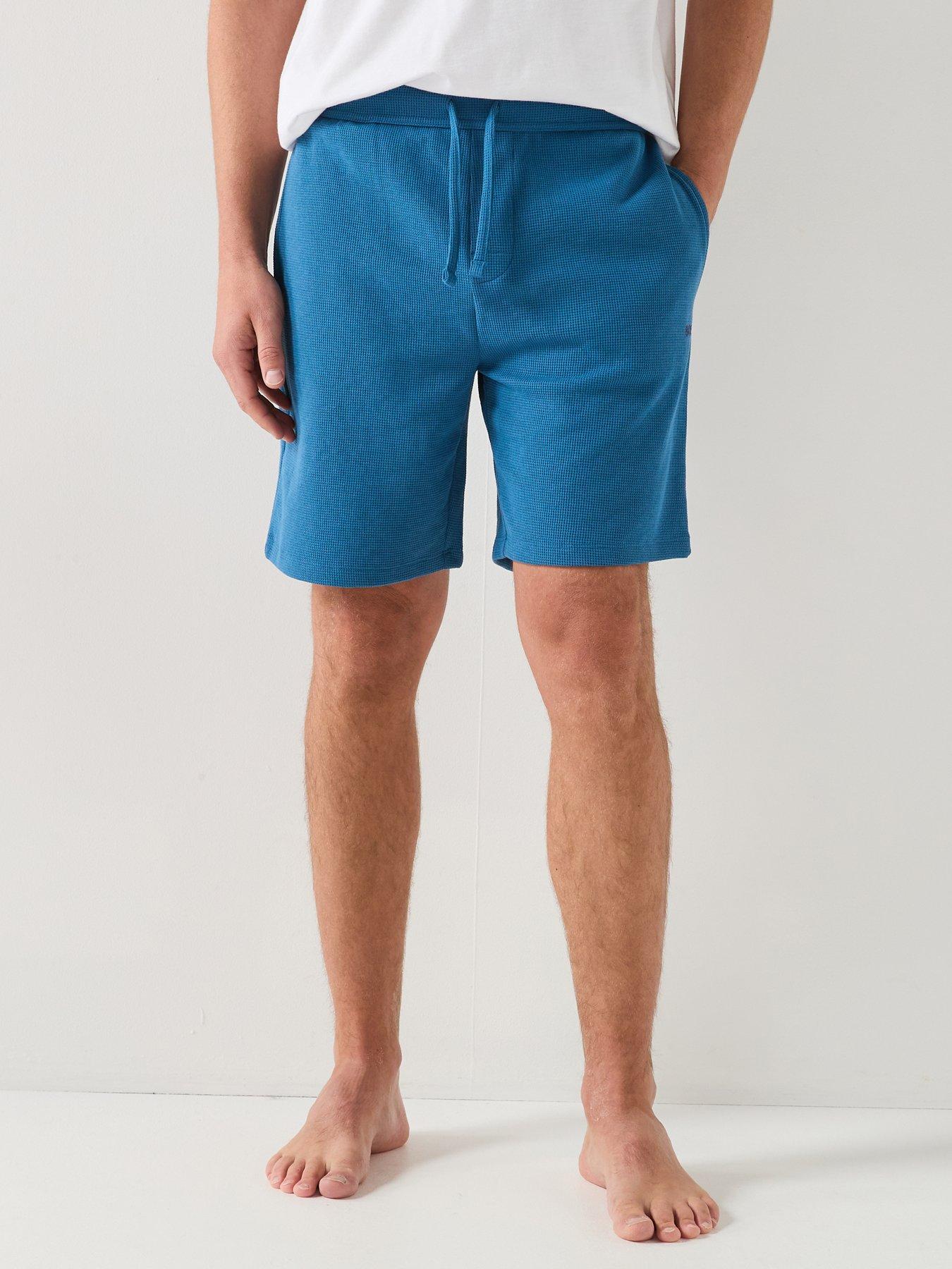 Image 1 of 6 of BOSS Waffle Loungewear Shorts - Blue