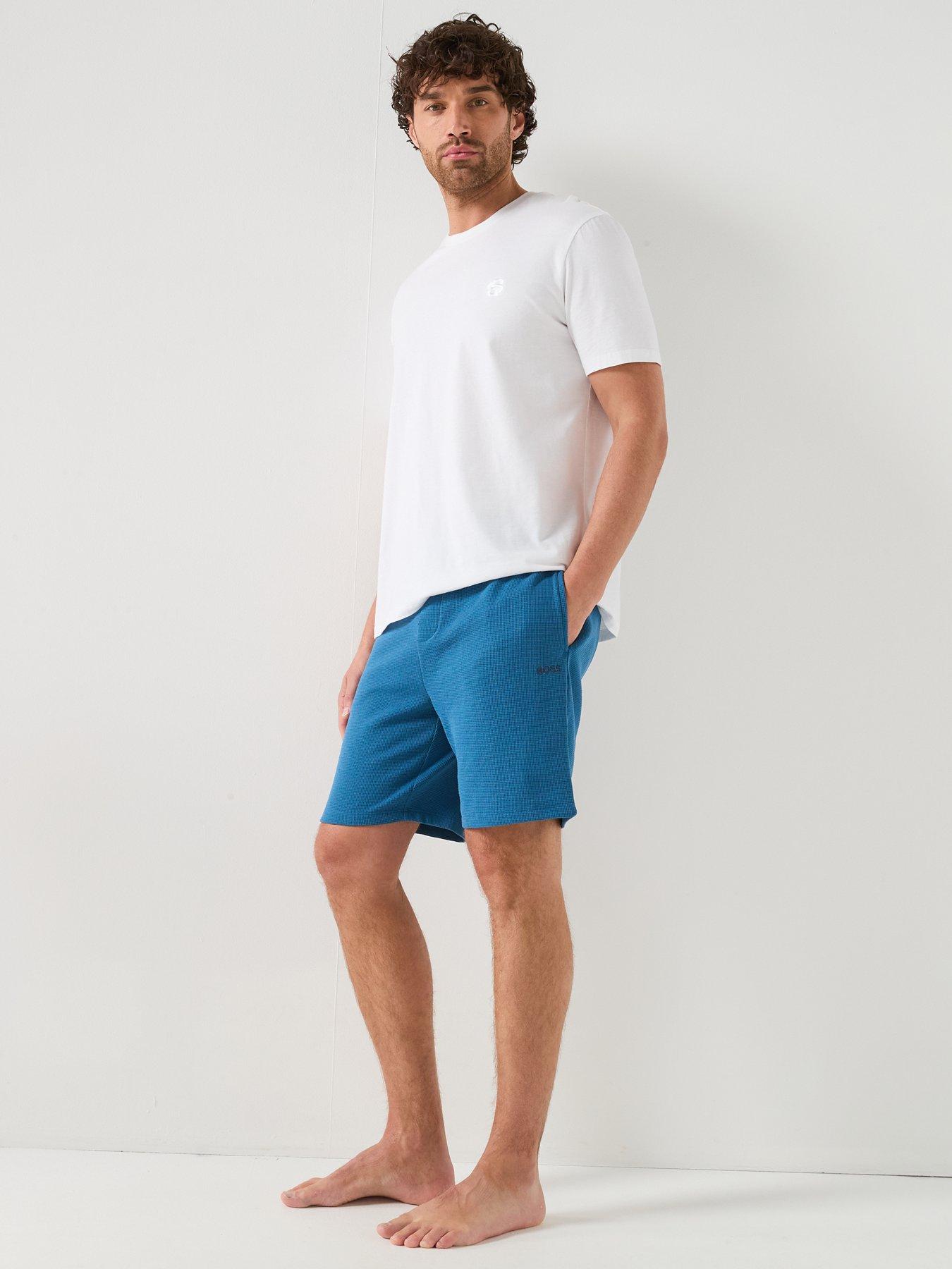 Image 3 of 6 of BOSS Waffle Loungewear Shorts - Blue