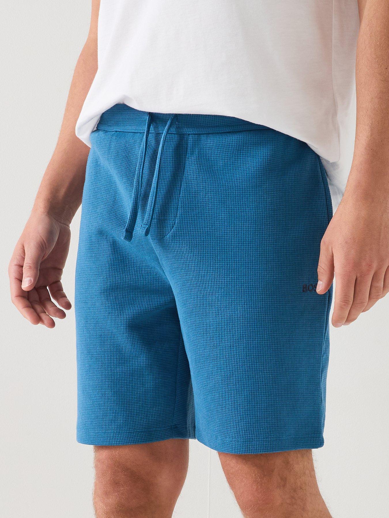 Image 4 of 6 of BOSS Waffle Loungewear Shorts - Blue
