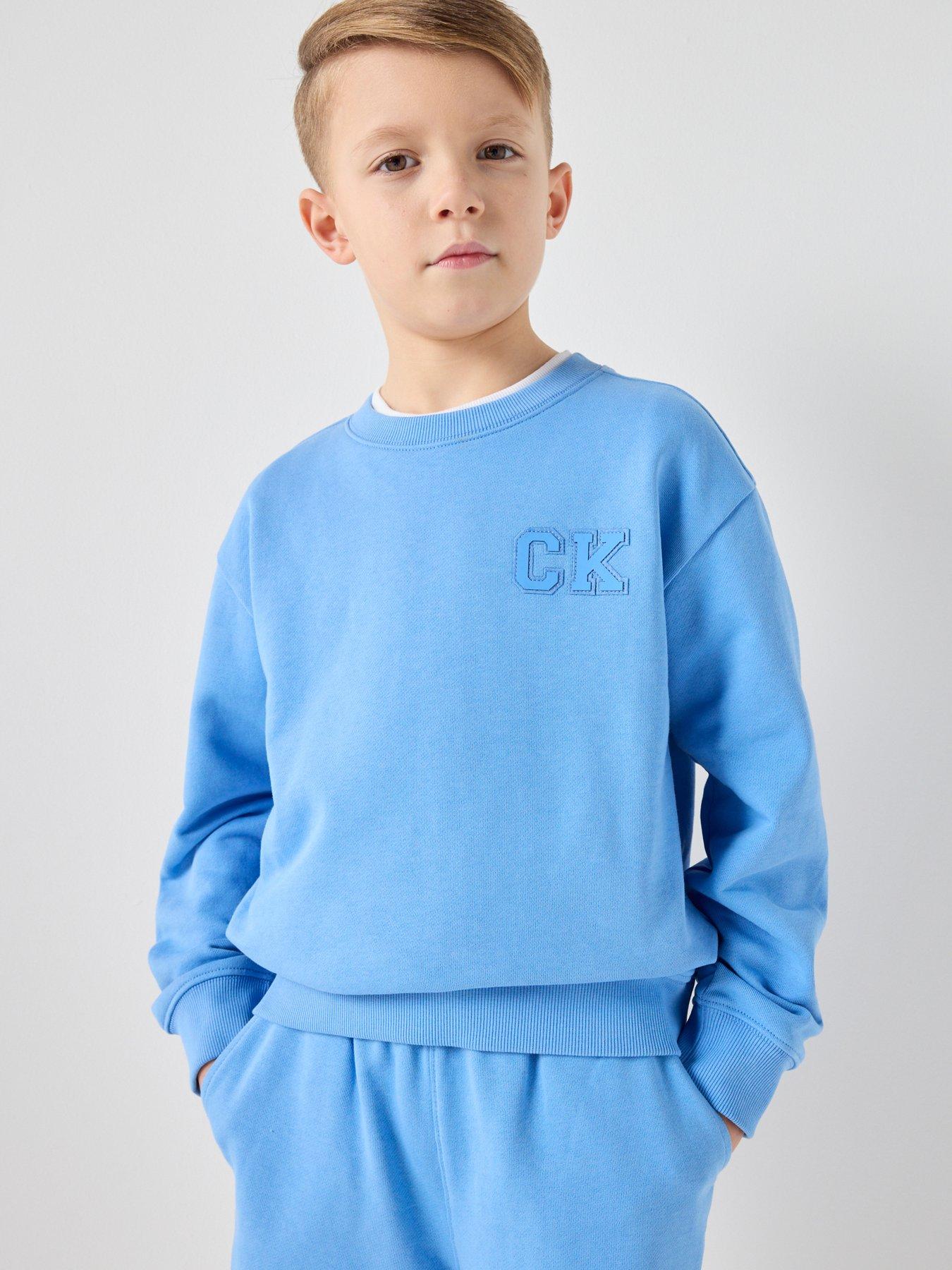 Calvin Klein Jeans Boys Relaxed Crew Neck Sweatshirt - Blue