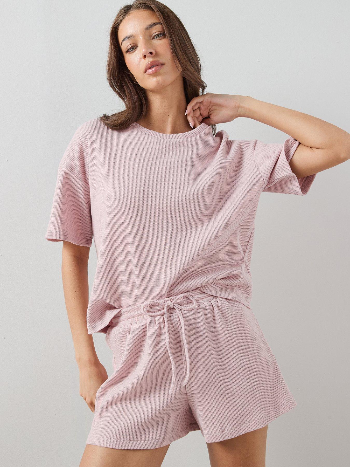 The Very Collection Short Sleeve Waffle Tshirt And Short Pyjama Set