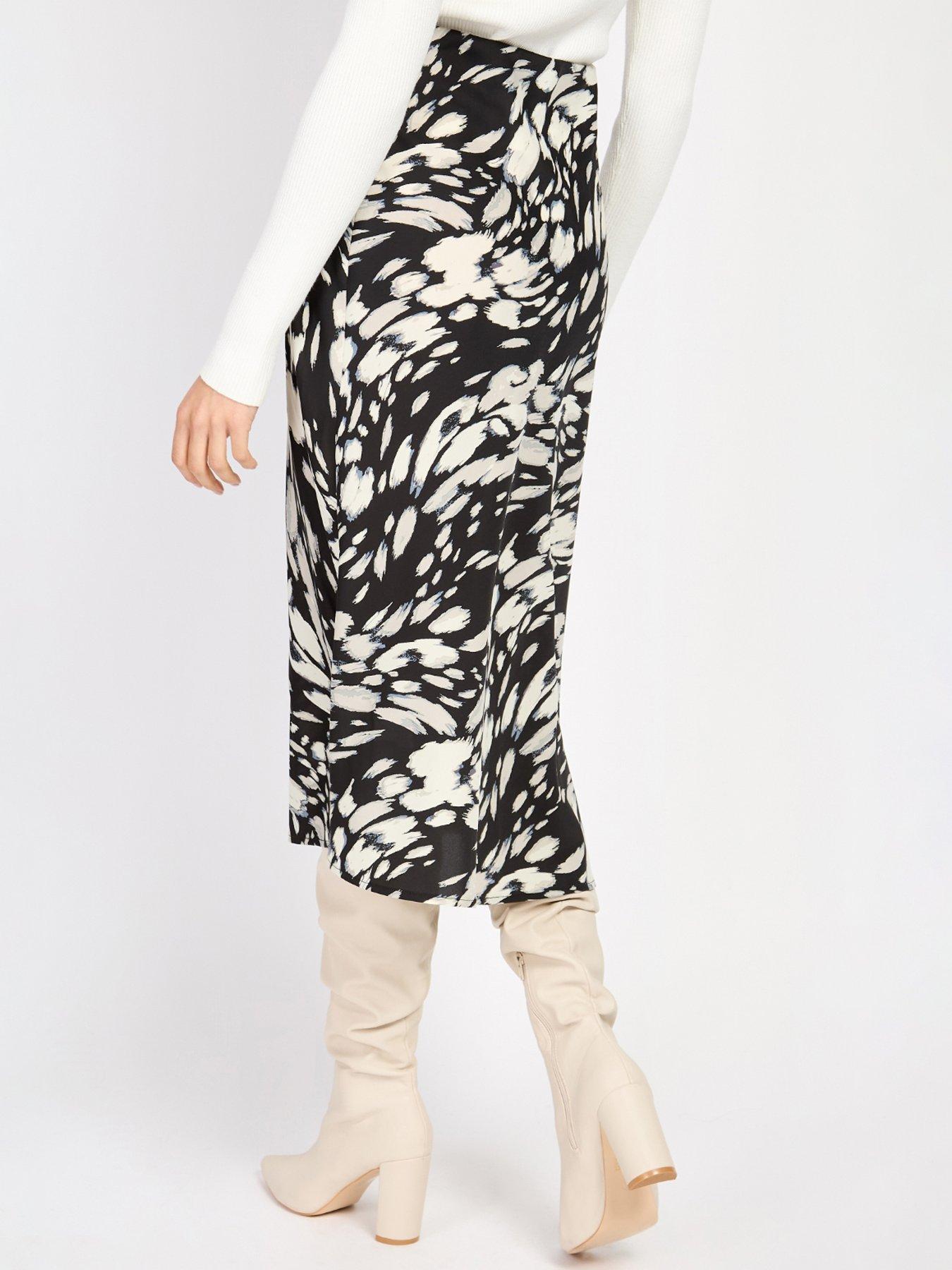 Image 2 of 4 of Little Mistress Animal Print Midi Slip Skirt - Multi