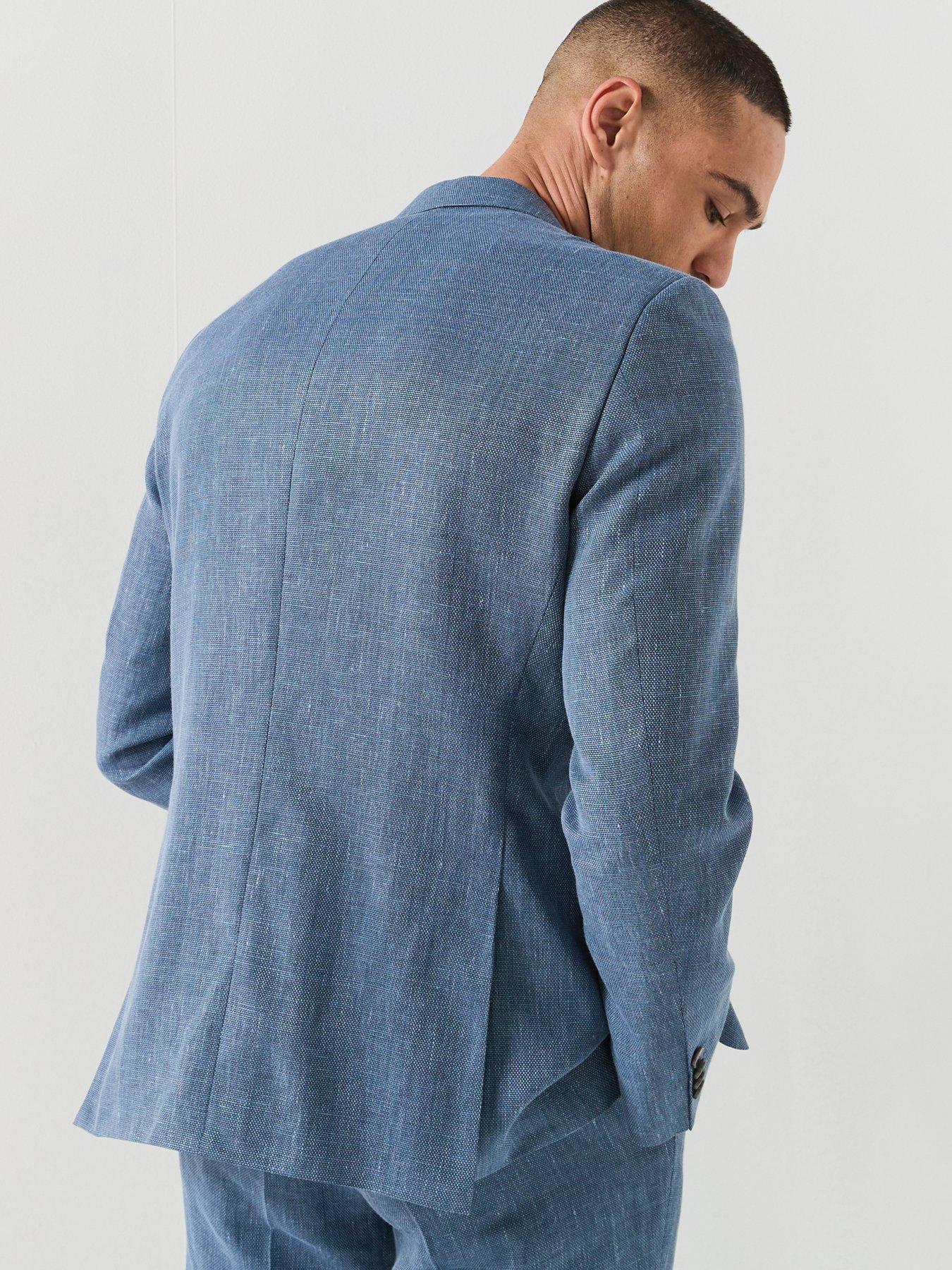 Image 2 of 6 of BOSS H-Jasper Regular Fit Wool/Linen Mix Suit Jacket - Blue
