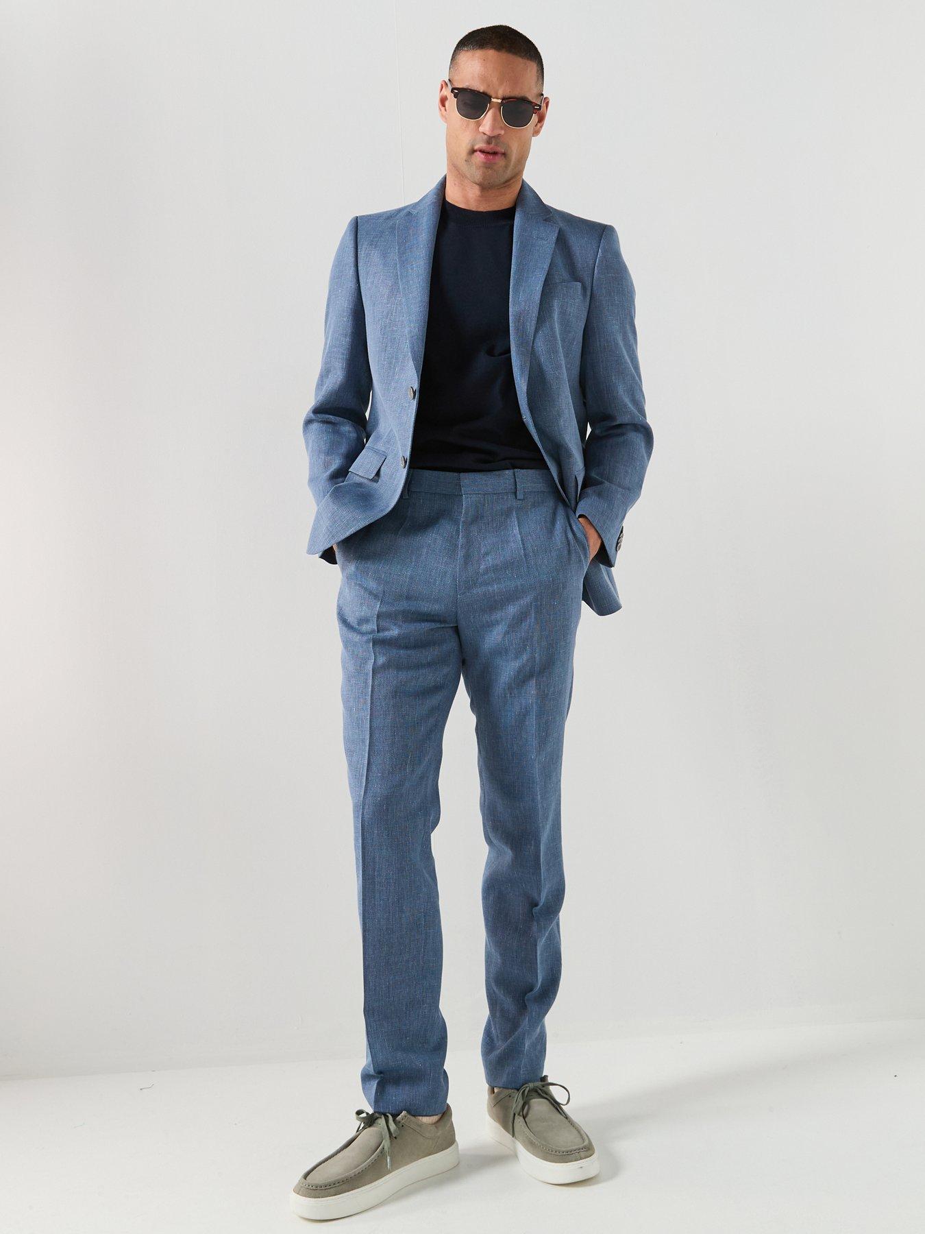 Image 3 of 6 of BOSS H-Jasper Regular Fit Wool/Linen Mix Suit Jacket - Blue