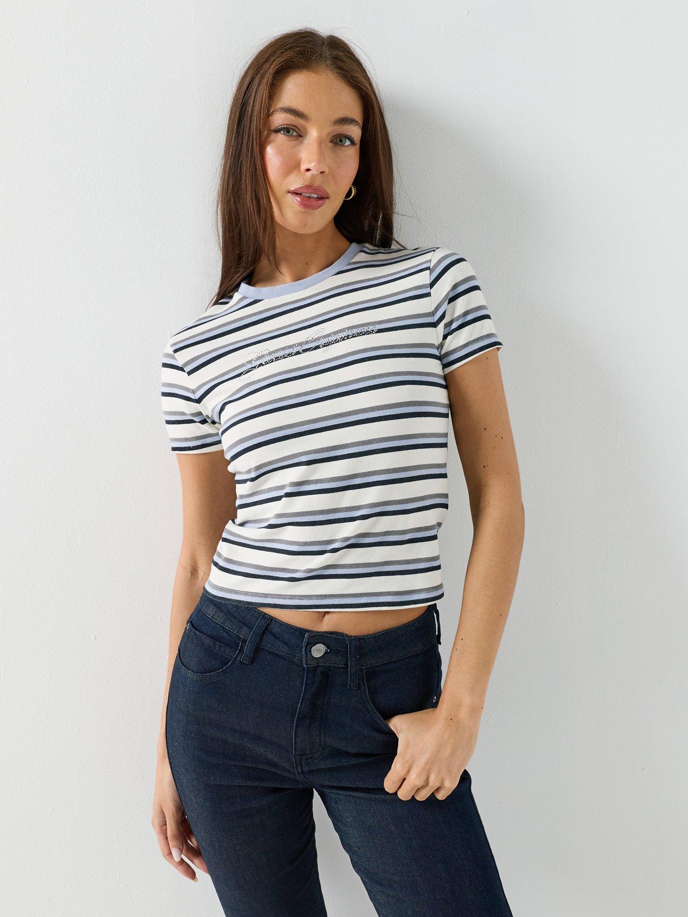 Guess Jeans Vintage Stripe Baby T-Shirt - Blue