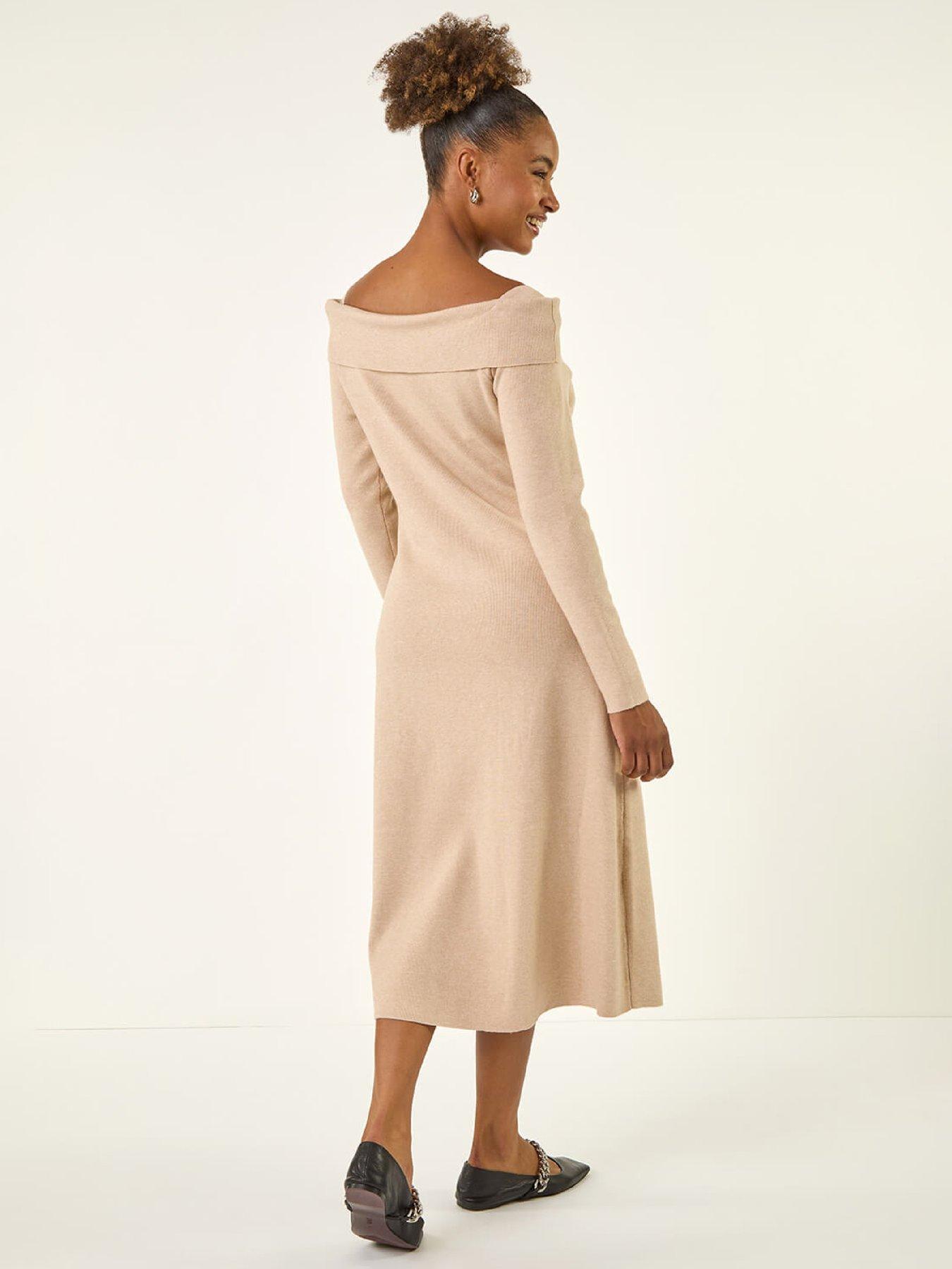 stillFront image of roman-floral-bardot-knit-midi-dress