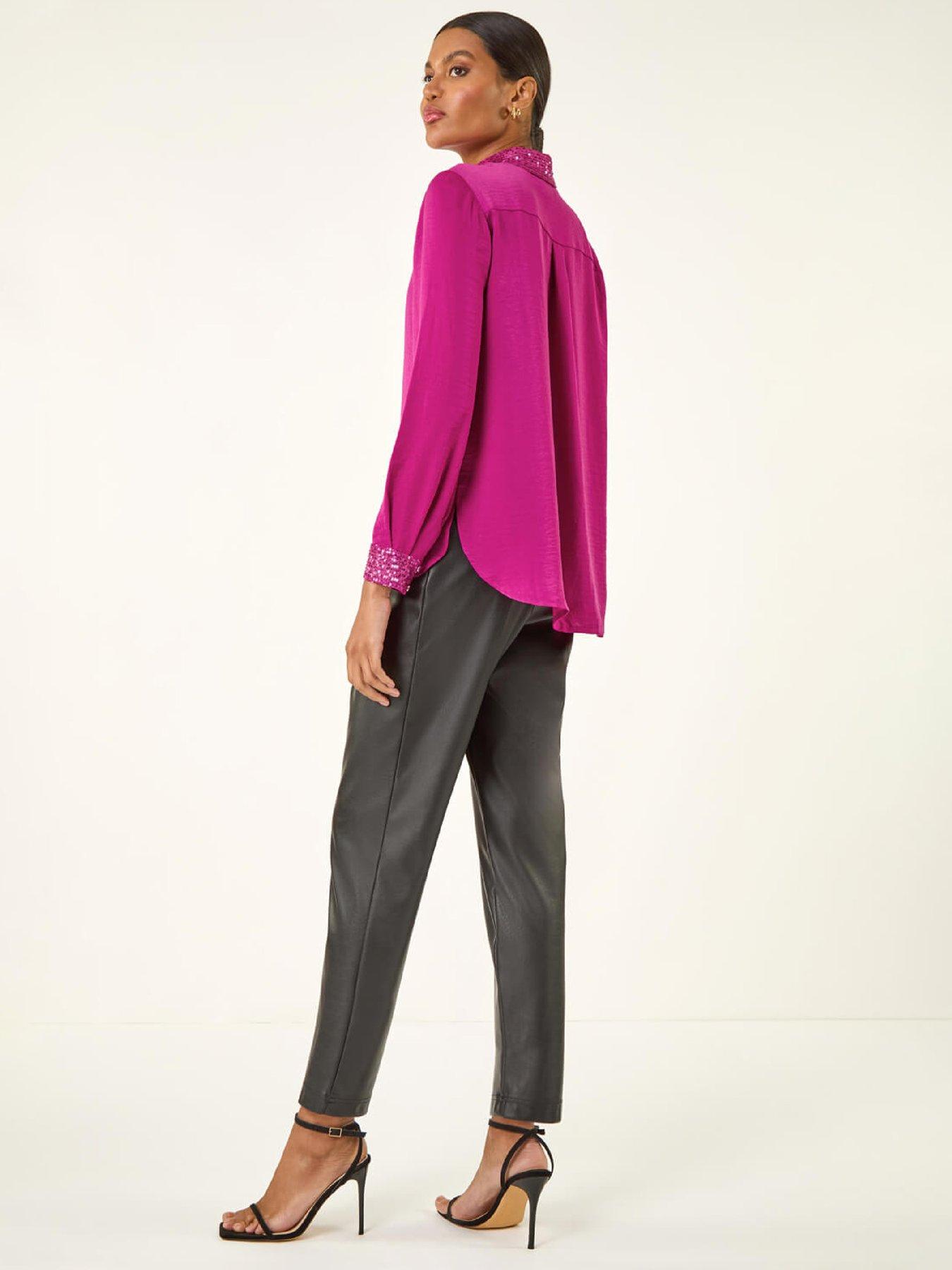 Image 2 of 5 of Roman Sequin Collar And Cuff Shirt - Pink