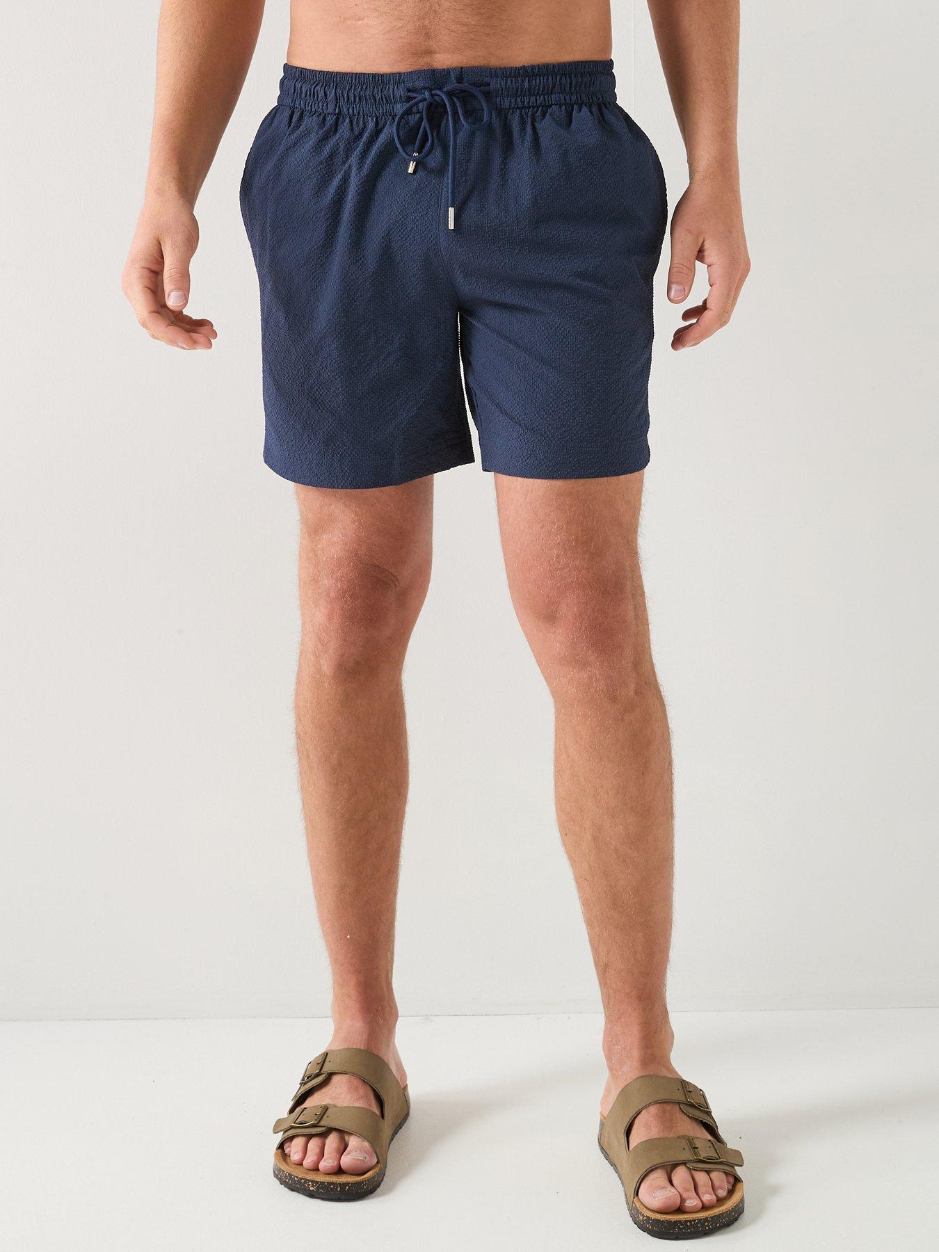 BOSS Relax Seersucker Swim Shorts - Navy