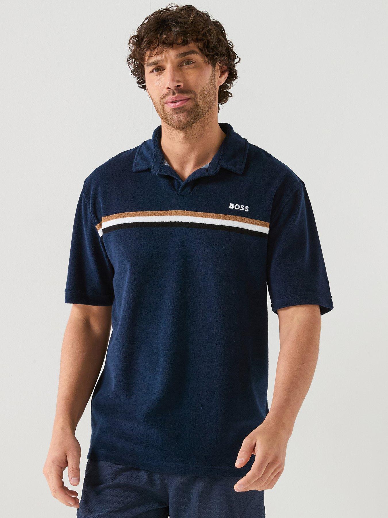 BOSS Iconic Towelling Polo Shirt - Navy