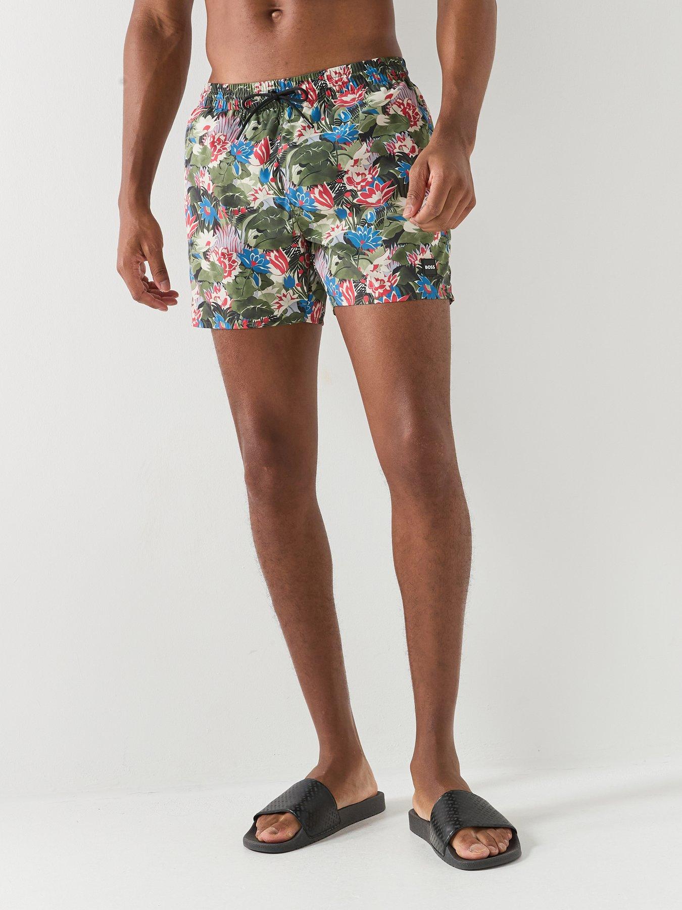 BOSS Piranha Floral Printed Swim Shorts - Green