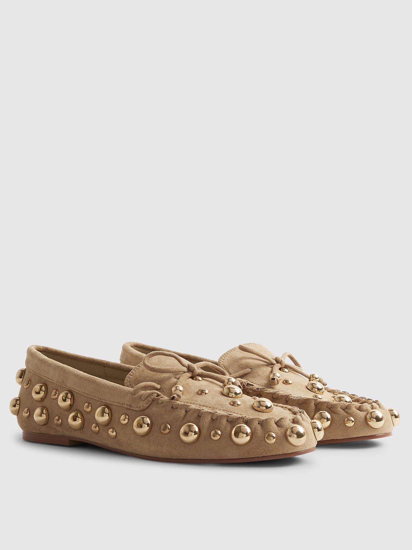 back image of river-island-suede-loafer-with-studs-brown